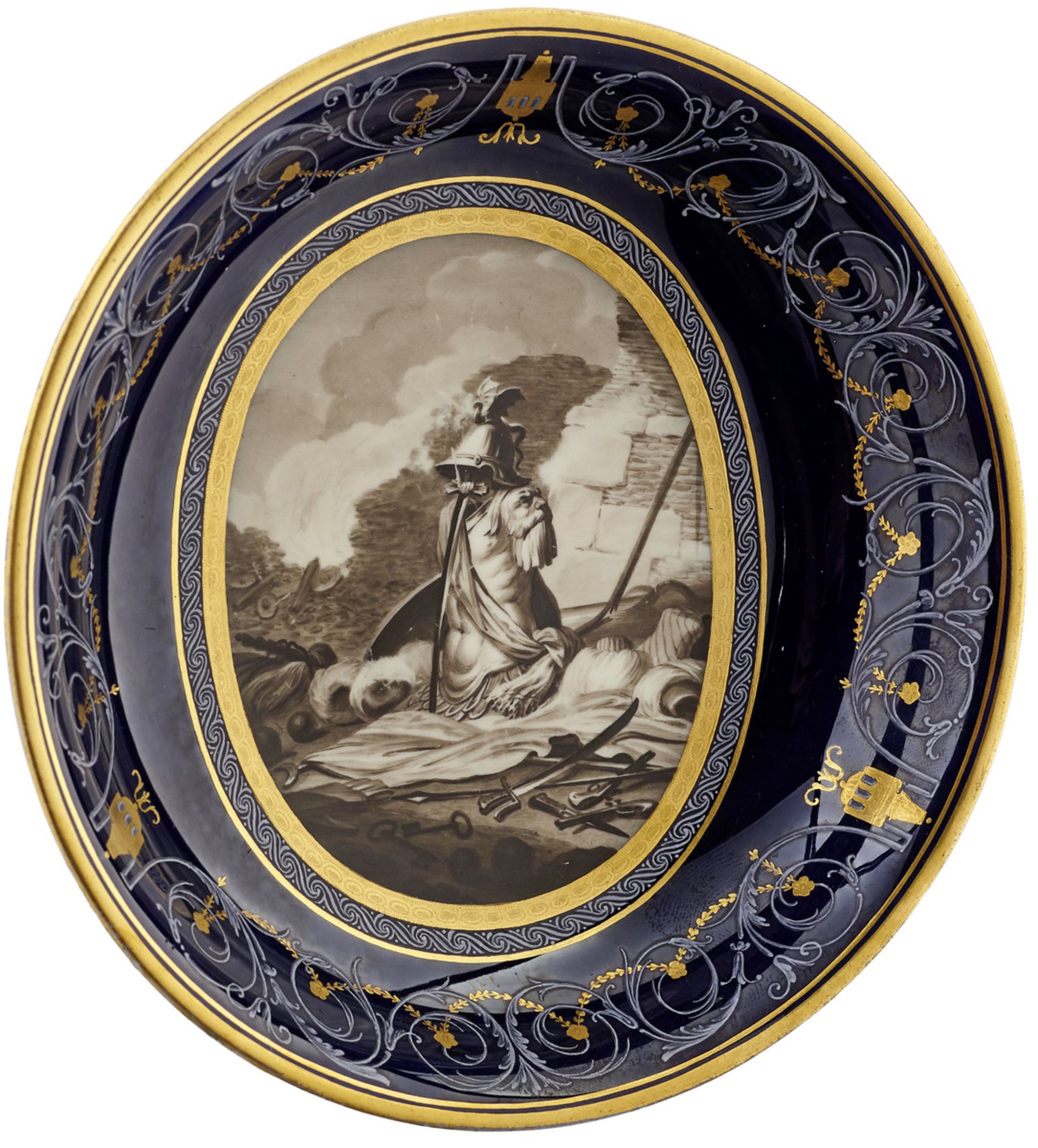 Ziertasse "Graf Laudon"Wien, datiert 1789. Porzellantasse und Untertasse. Kobaltfond. Zierfries - Bild 3 aus 5