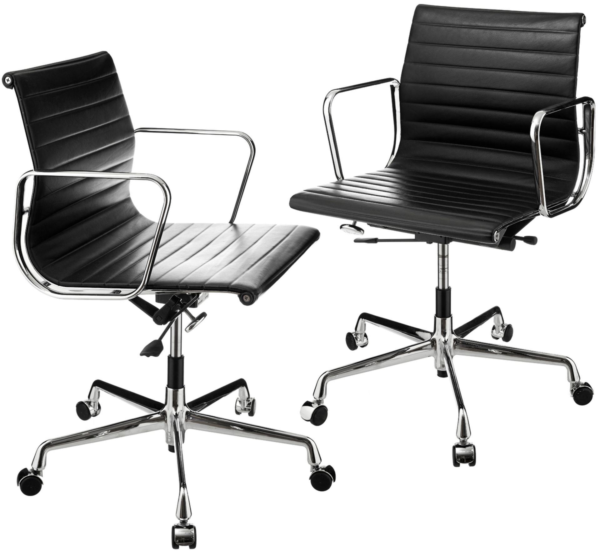Paar Bürostühle "EA117"Entwurf 1958 Charles & Ray Eames für Herman Miller. Drehbares, poliertes