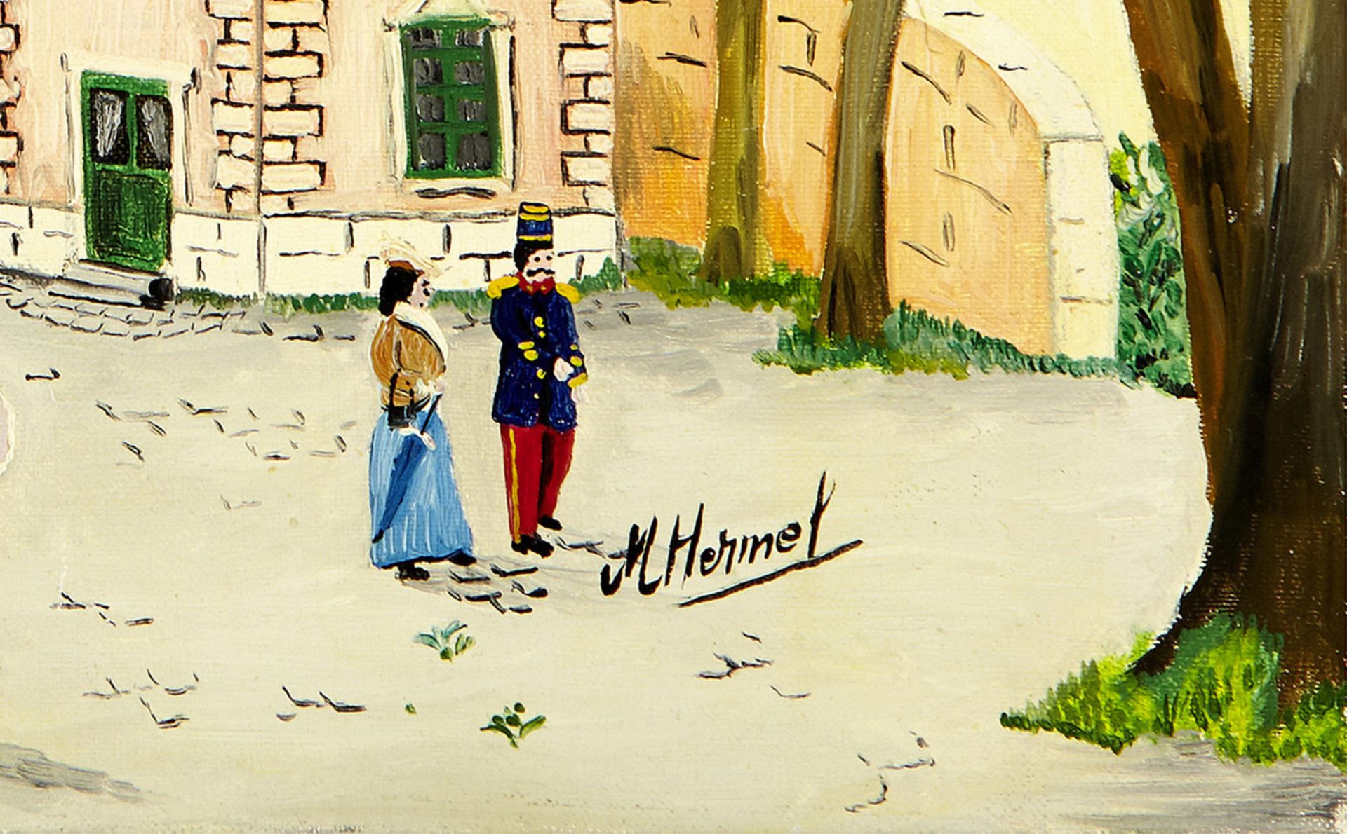 Hermel Michel1934"Paris Oublié". Oel auf Leinwand. Unten rechts signiert. Verso abermals signiert. - Bild 2 aus 3