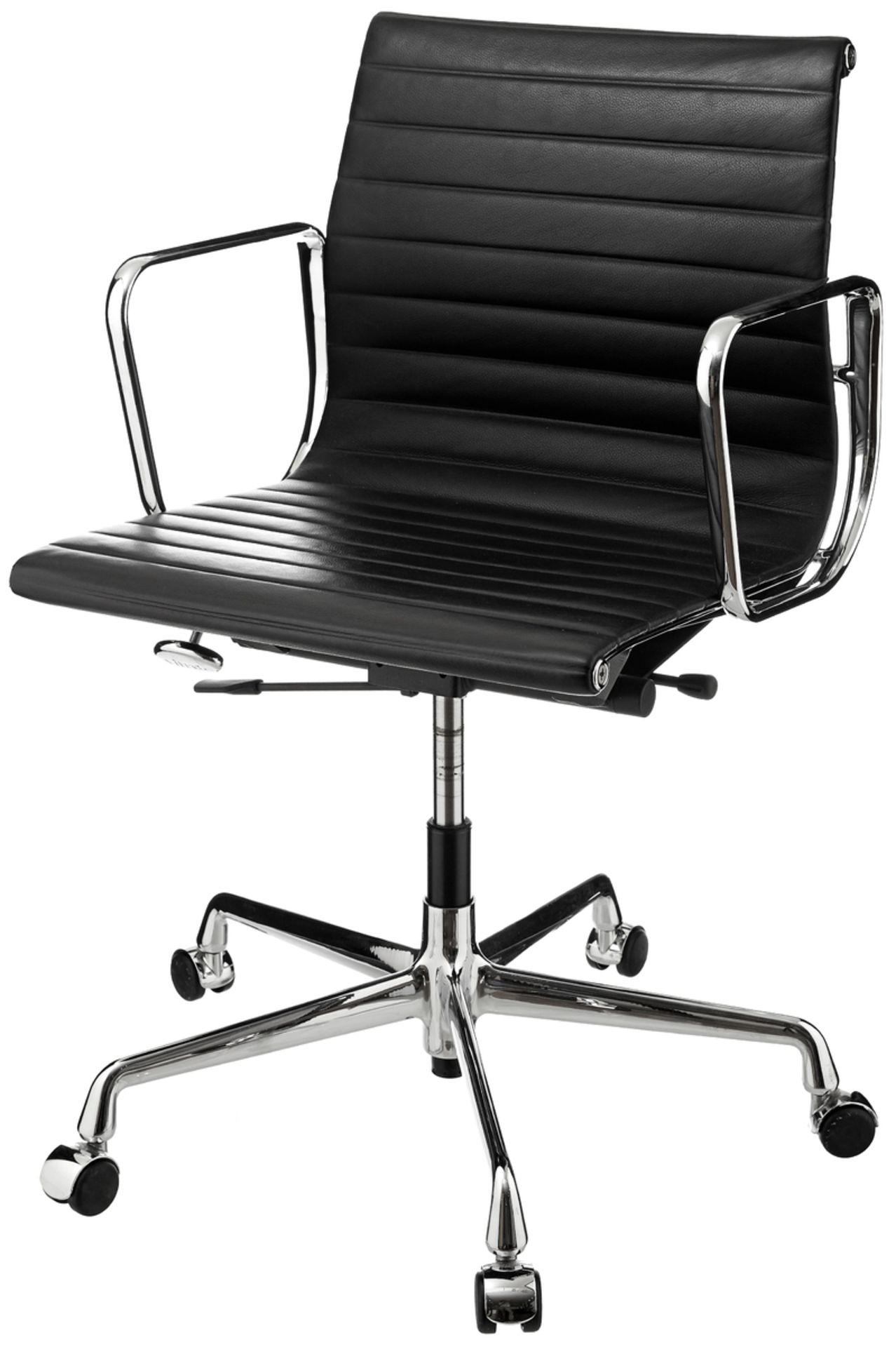 Paar Bürostühle "EA117"Entwurf 1958 Charles & Ray Eames für Herman Miller. Drehbares, poliertes - Bild 3 aus 5