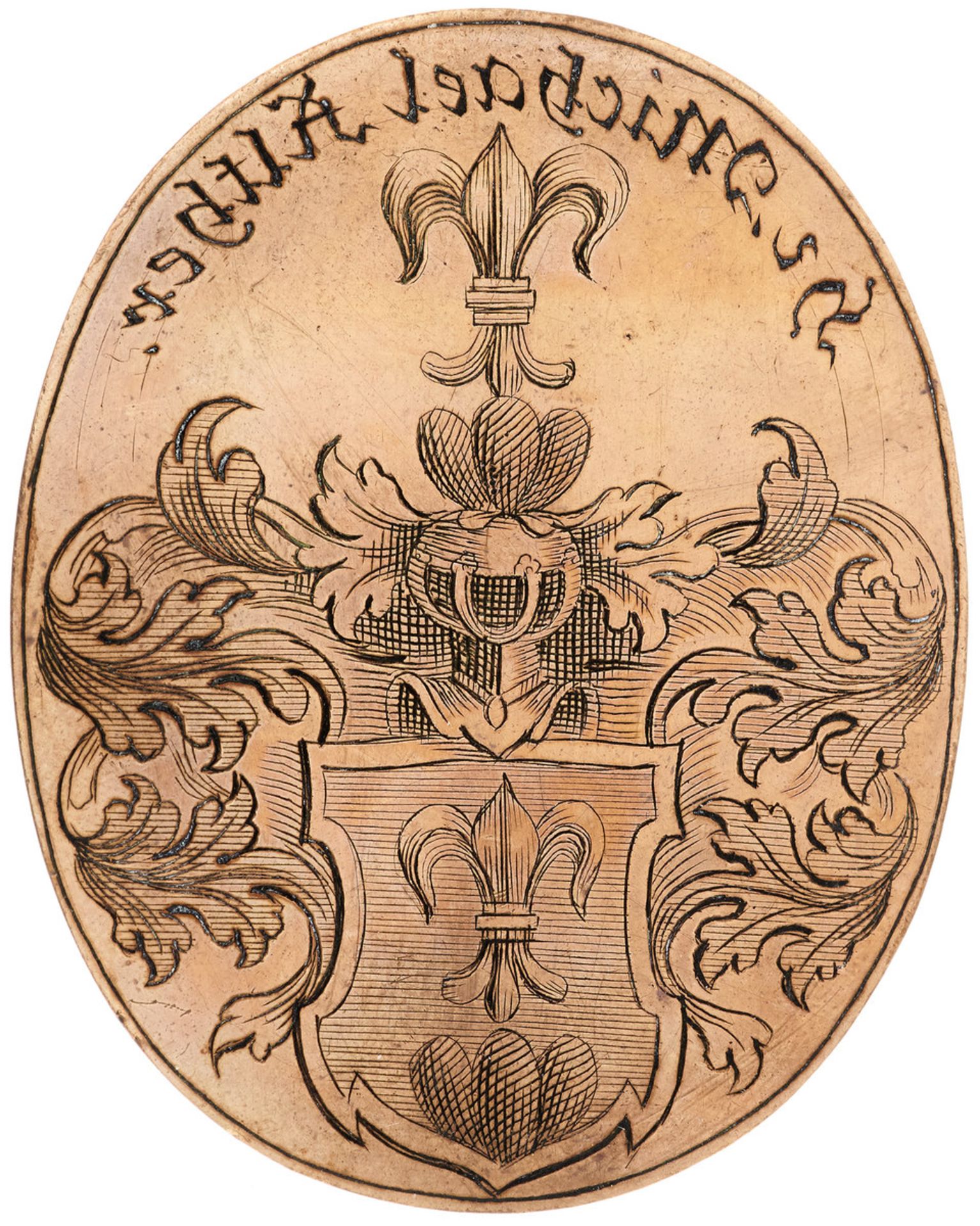 6 WappenplattenSchweiz, 18. Jh. Kupfer-Druckplatten mit fein gravierten Wappen und Inschriften, u.a. - Bild 5 aus 8
