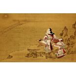 Kakemono der Tosa-SchuleJapan Edo-Periode. Hängerolle mit Seidenmontur. Darstellung der Dichterin