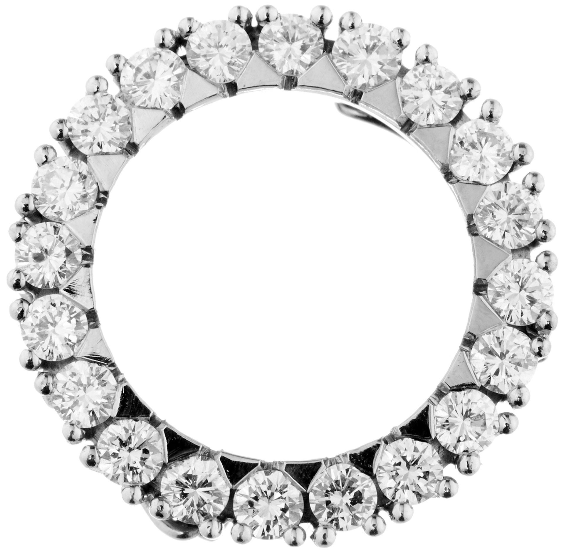 Diamant-ClipWeissgold 750. 20 Brillanten, zusammen ca. 1 ct. Rückseite 2 Achterösen. 2 Brillanten