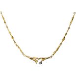 Gold-Collier "Lapponia"Gelbgold 750, gestempelt "Lapponia". 1 8/8-Diamant, 0.02 ct. Länge 41 cm.