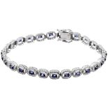 Saphir-Diamant-ArmbandWeissgold 750. 26 Saphir-Baguetten, jeweils ca. 3 mm x 2 mm. 364 Brillanten,