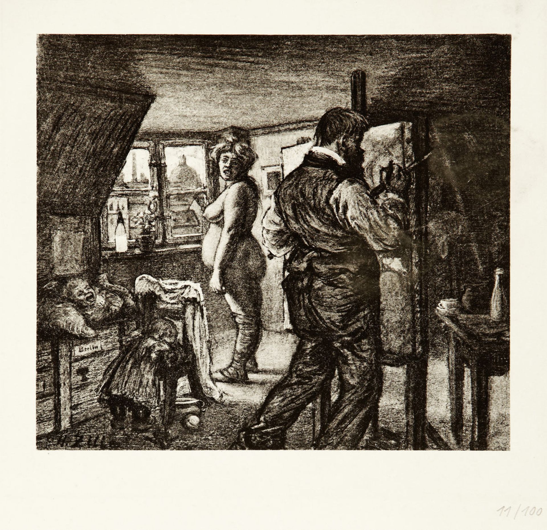 Zille Heinrich1858 - 1929 Berlin"Der Frühlingsmaler" - "Der späte Schlafbursche". Zwei Radierungen - Bild 3 aus 6