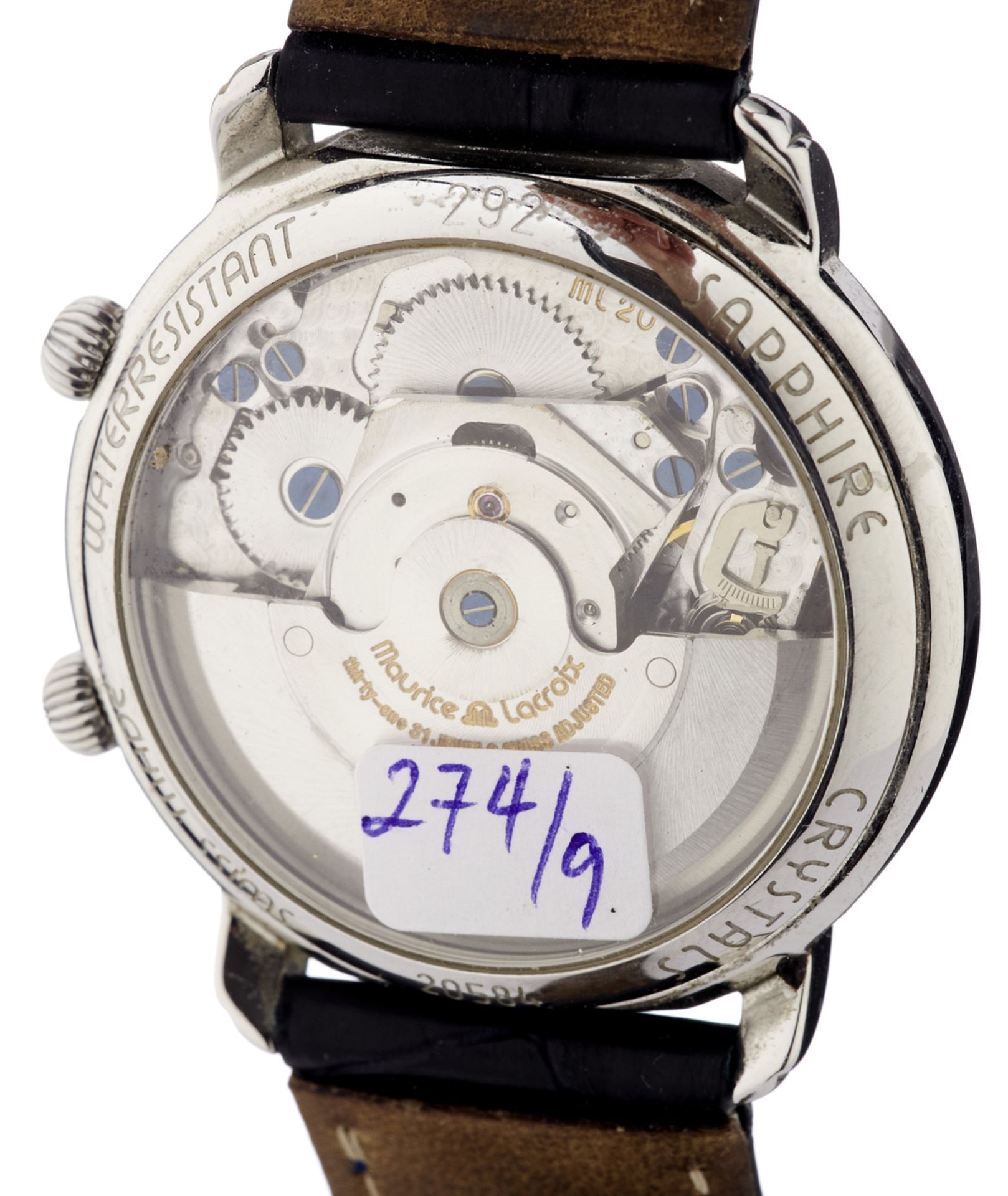 Armbanduhr "Maurice Lacroix"Stahlgehäuse mit Sichtboden. Silberfarbenes, guillochiertes - Bild 2 aus 4