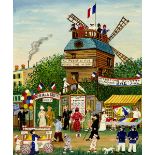 Trotin Hector1894 Le Vallois - 1966 Paris"Moulin de la Galette". Oel auf Hartfaser. Unten rechts