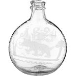 SchnapsflascheWohl Flühli, datiert 1824. Farbloses, blasiges Glas mit wulstiger Mündung.
