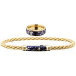 Email-Ring und Armband "Wellendorff"Gelbgold 750. Graviert "Wellendorff". Ring Modell "Forget-me-