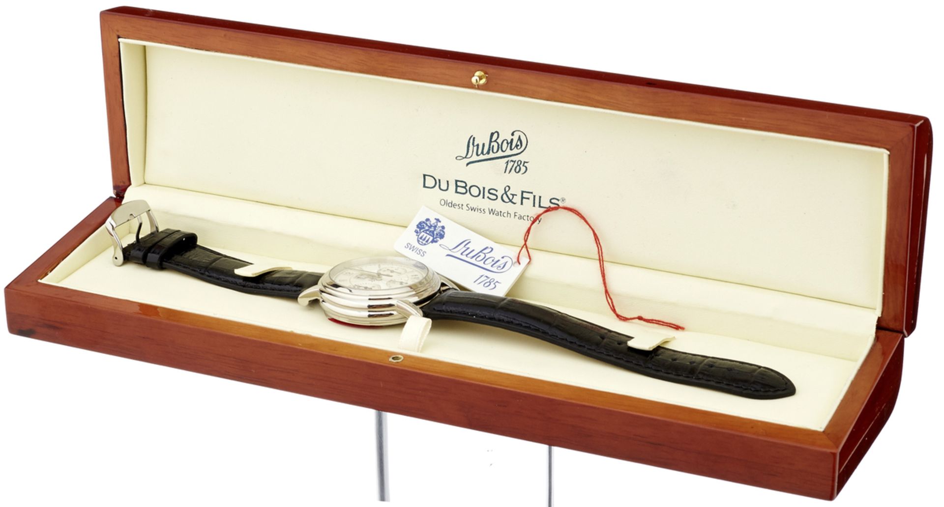 Armbanduhr "DuBois"Gehäuse aus Weissgold 750. Verschraubter Sichtboden. Guillochiertes, signiertes - Bild 4 aus 4