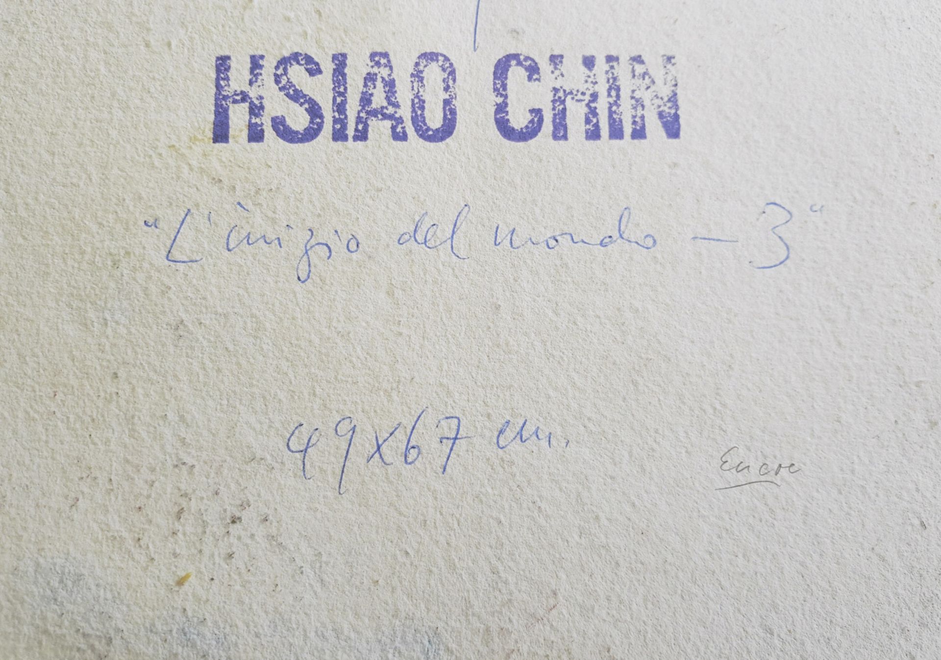 Hsiao Chin1935 Shanghai"L'Inizio del Mondo - 3". Mischtechnik auf Büttenpapier. Unten rechts - Bild 3 aus 3