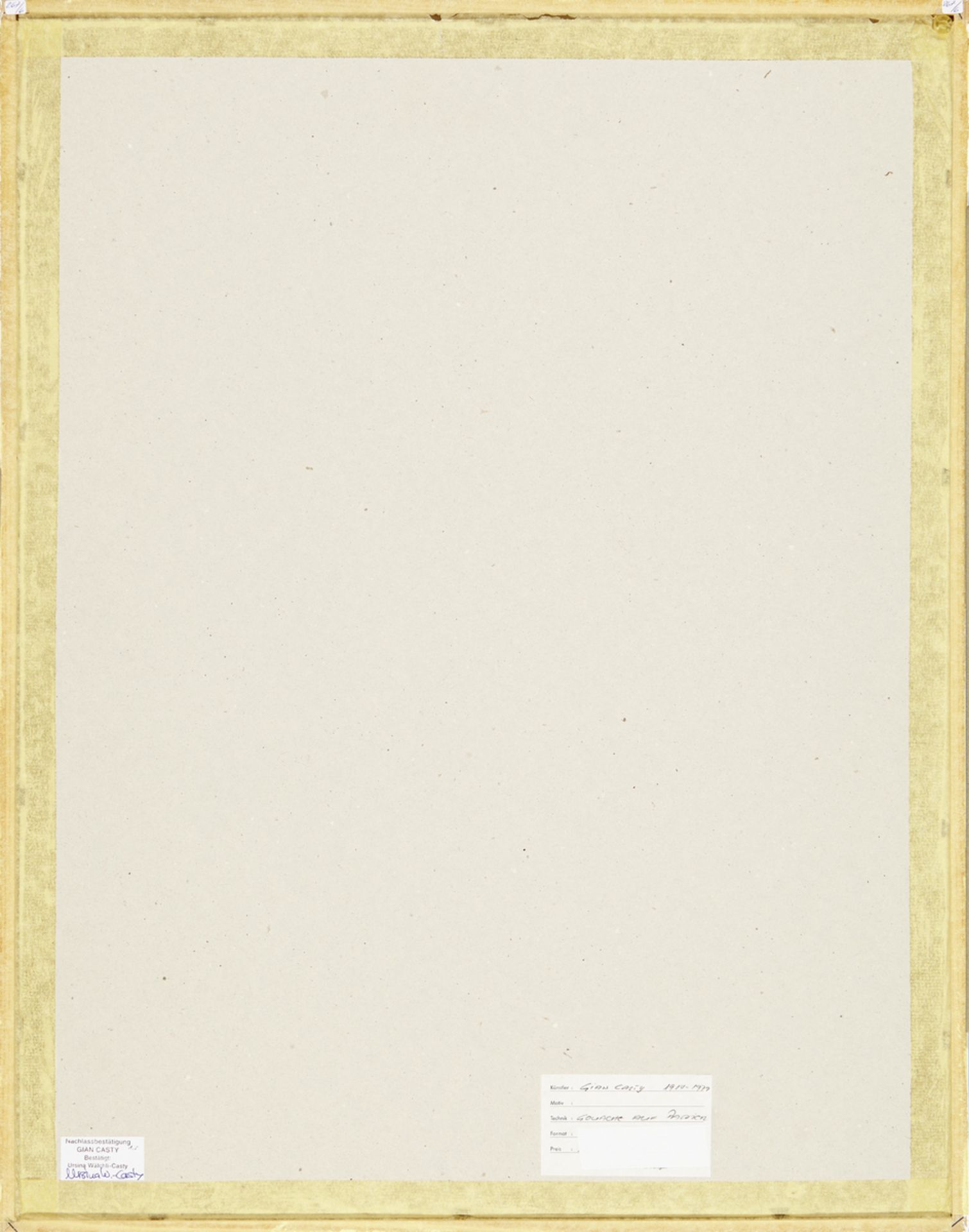 Casty Gian1917 Zuoz - 1979 Basel"Blauer Stier unter Vogelbaum". Gouache auf Papier. Verso - Bild 2 aus 2
