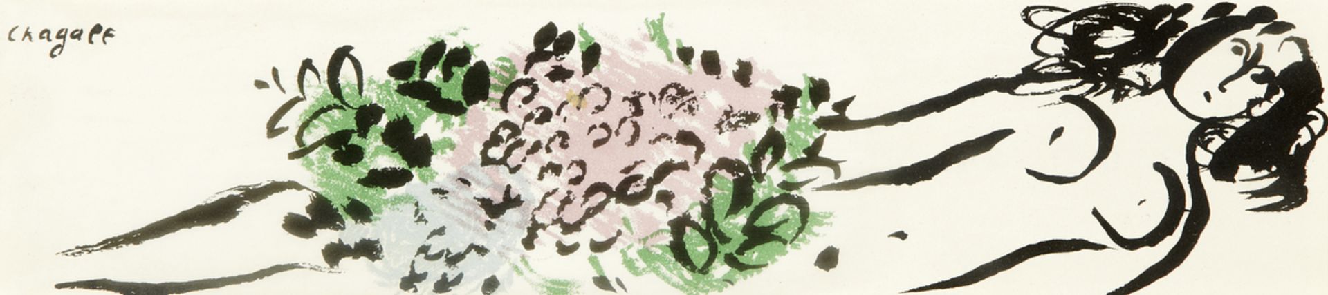 Chagall Marc1887 Witebsk - 1985 Vence"Femme Nue avec des Fleurs". Farblithografie auf