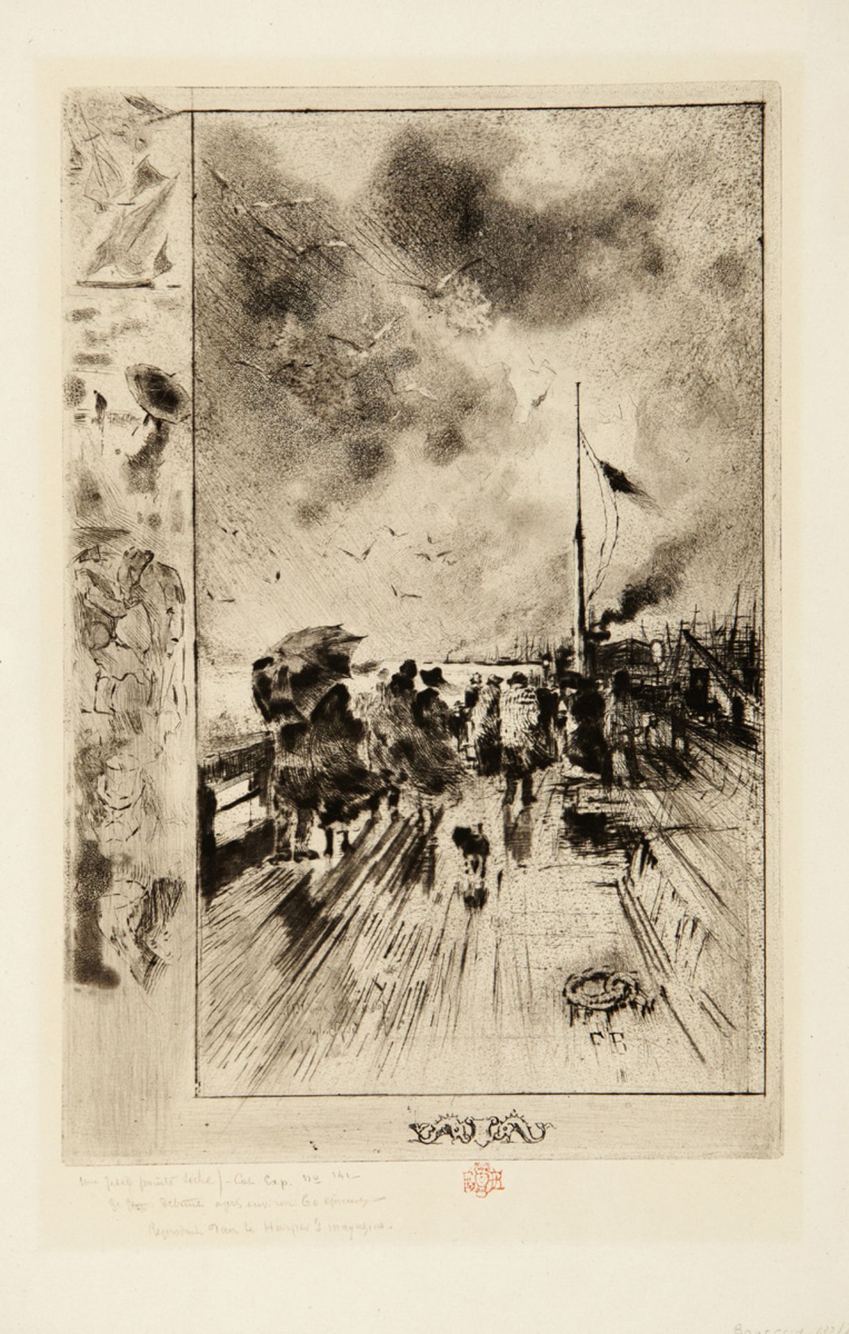 Buhot Félix1847 Balognes - 1898 Paris"Jetée en Angleterre". Radierung auf Büttenpapier. In der - Bild 2 aus 4