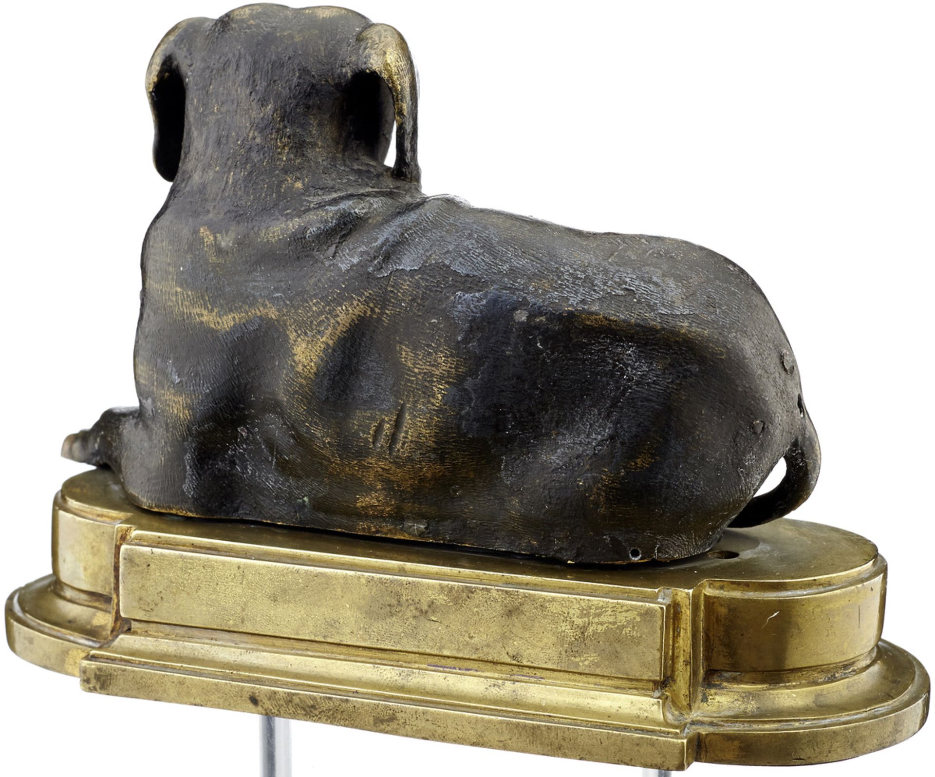 Zierfigur "Hund"Wohl Augsburg, um 1700. Bronze ziseliert mit Resten von Versilberung. Schwarze - Bild 2 aus 2