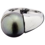 Perlen-RingWeissgold 750, 1 Tahiti-Kulturperle, D 15.5 mm. Ringgrösse ca. 58. Perle mit leichten