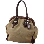 Handtasche "Prada"Canvas und Leder. Mit Original-Zertifikat aus dem Jahr 2007. 2 Innenfächer,