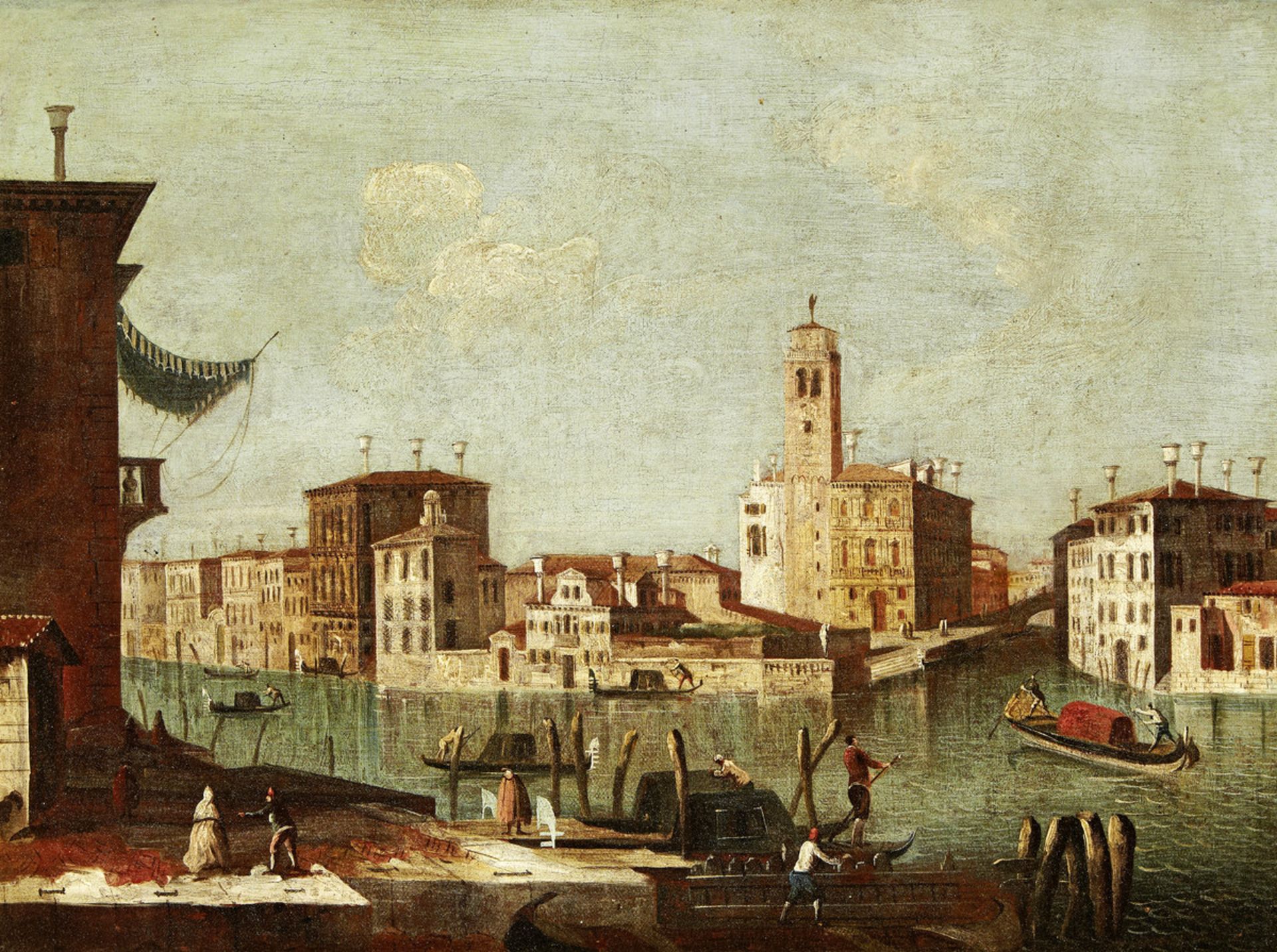 Italienische Schule 18. Jh."Venezia - Canal Grande verso la Chiesa di San Geremia". Oel auf