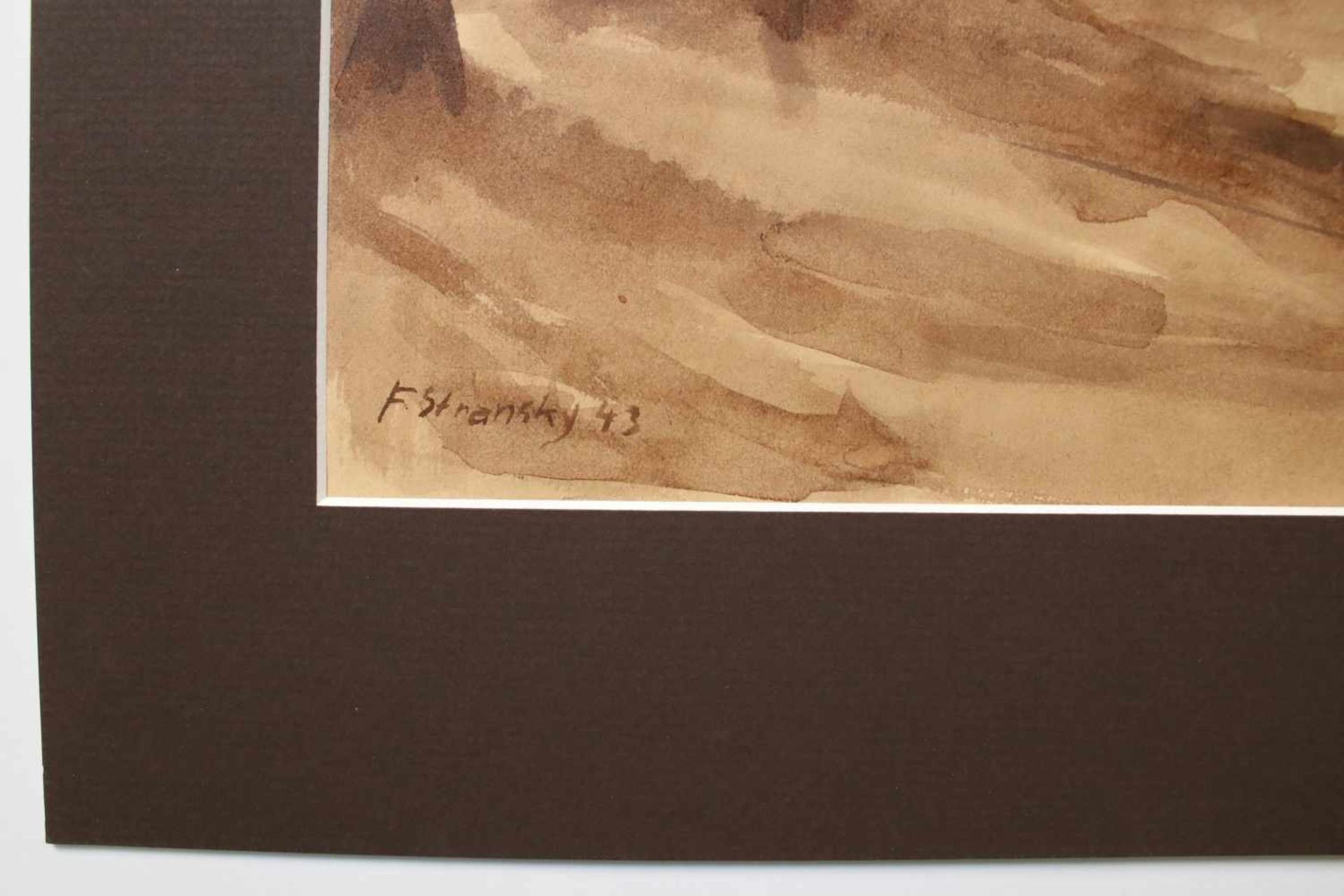 Stransky Ferdinand1904-1981Dorfidylle1943Sepia auf Papier, handsigniert29 x 35 cm - Bild 3 aus 3