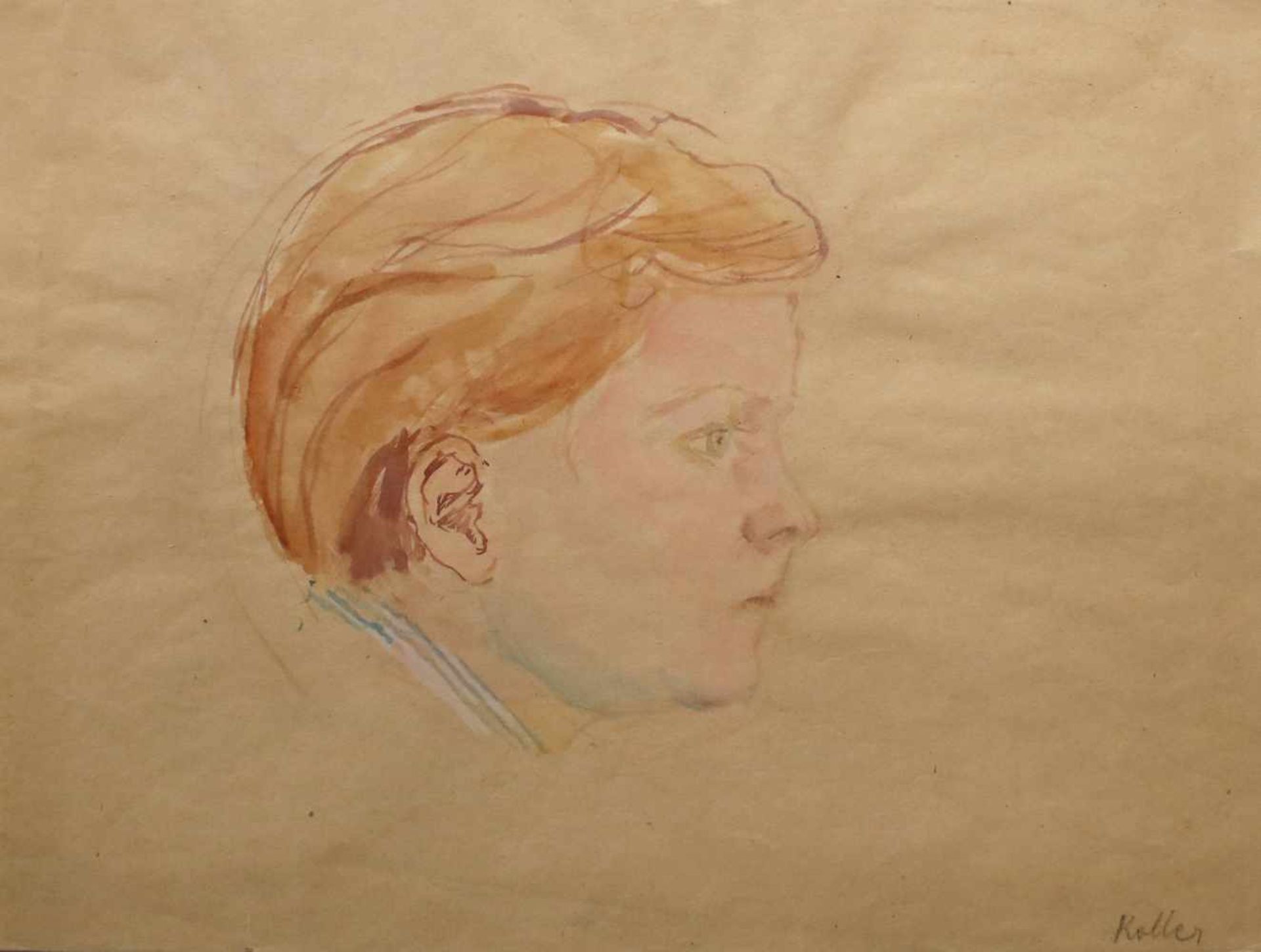 Koller Silvia1889-1963Jungenportrait1956Aquarell auf Papier, handsigniert und Nachlassstempel