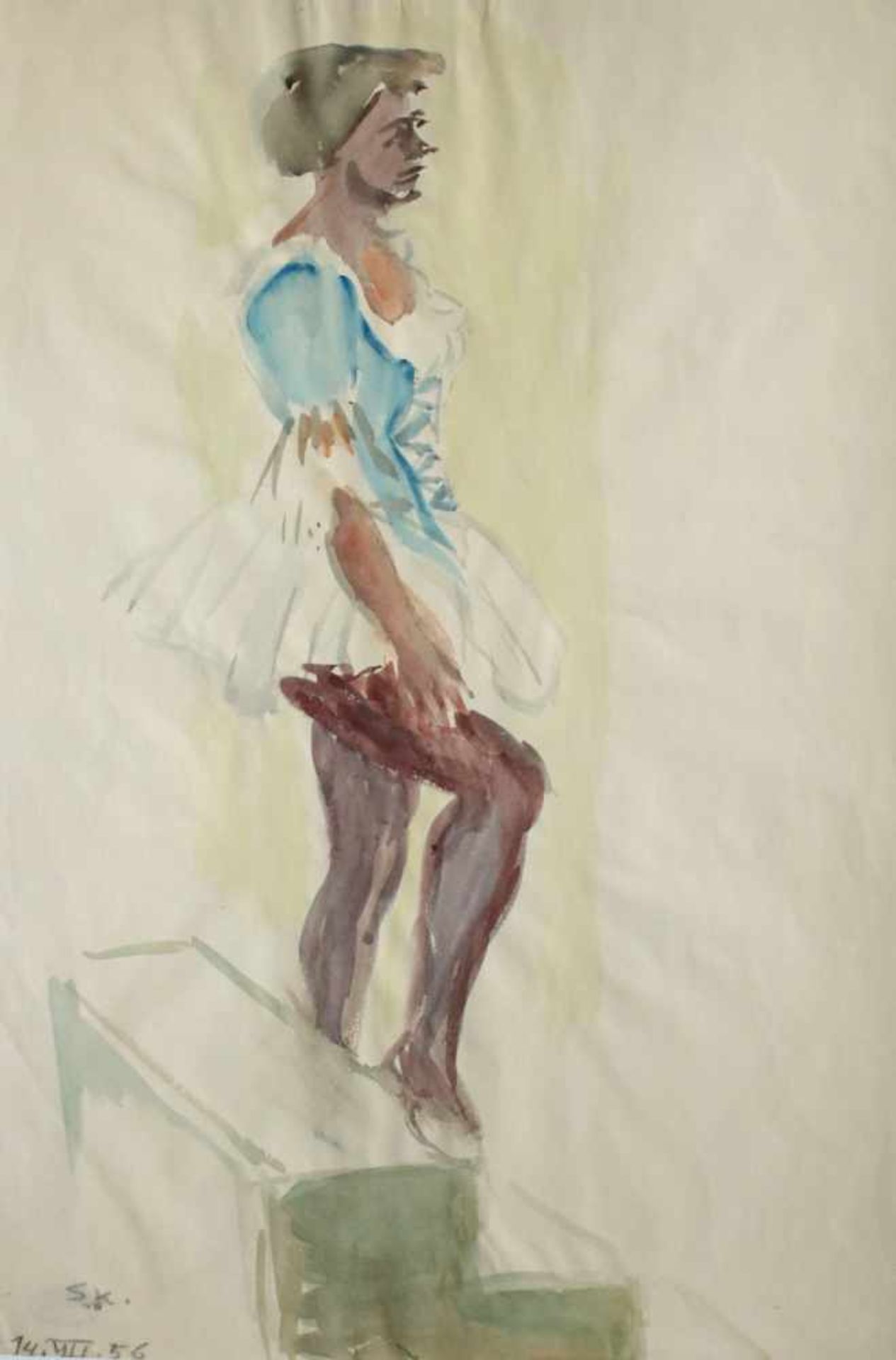 Koller Silvia1889-1963Ballettöse 481956Aquarell auf Papier, handsigniert und Nachlassstempel