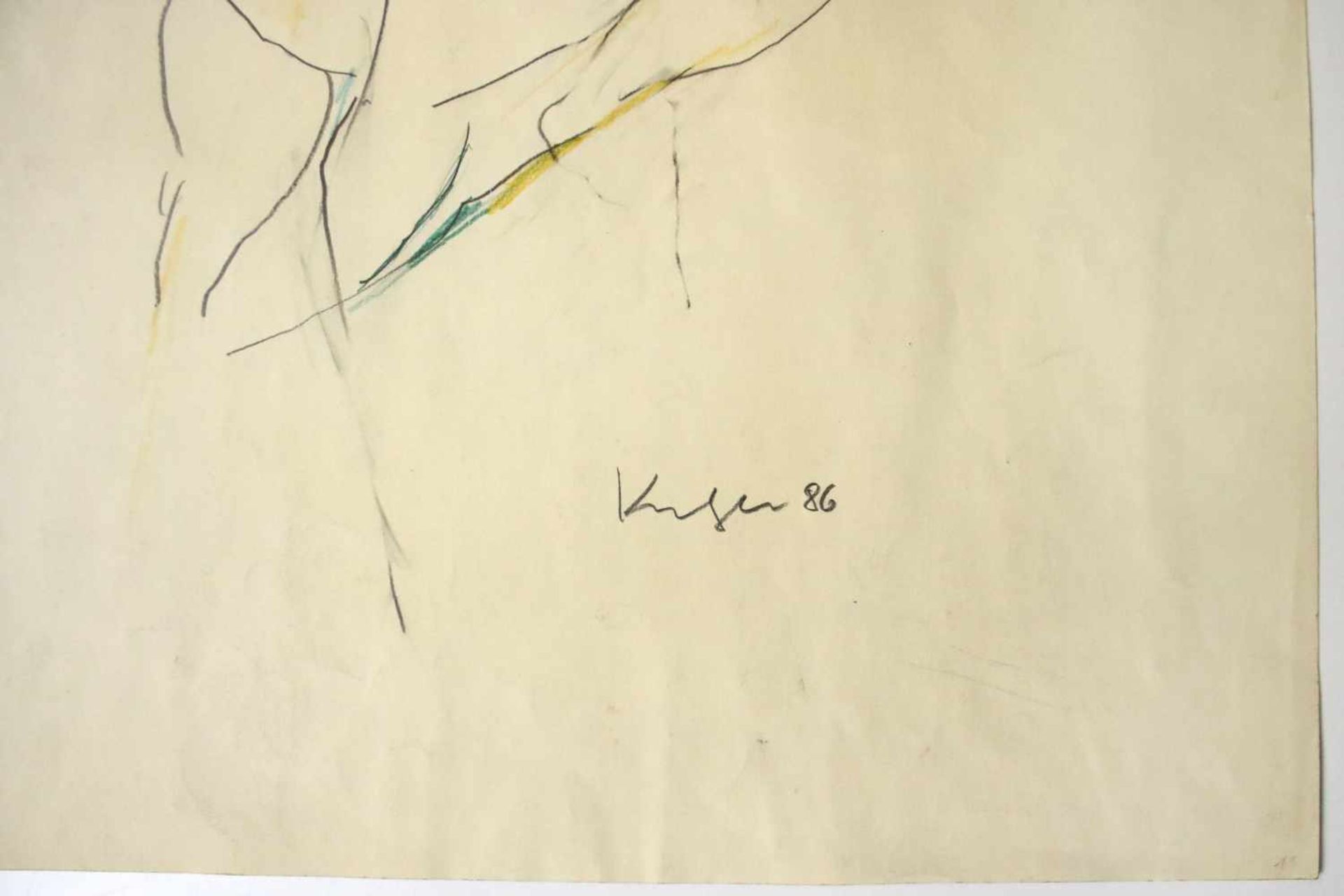 Kornberger Alfred1933-2002Paar1986Graphit und Farbstift auf Papier, handsigniert56 x 50 cm - Bild 2 aus 2