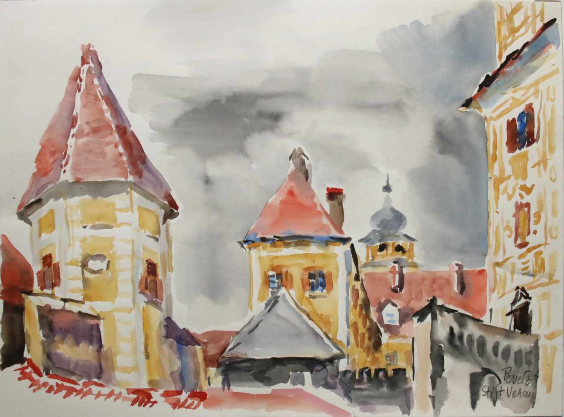 Pevetz Georg1893-1971Stift VorauAquarell auf Papier, handsigniert30 x 40 cm