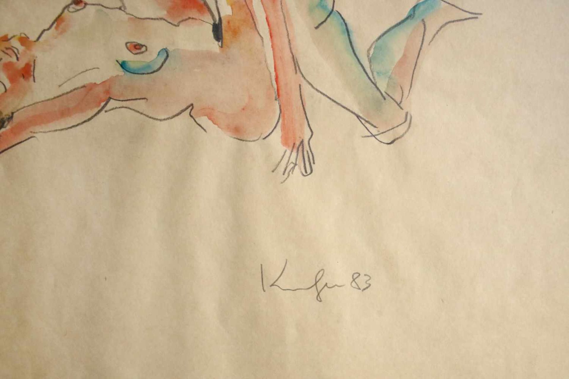 Kornberger Alfred1933-2002Liebende1983Aquarell und Graphit auf Papier, handsigniert62,5 x 45 cm - Bild 2 aus 2