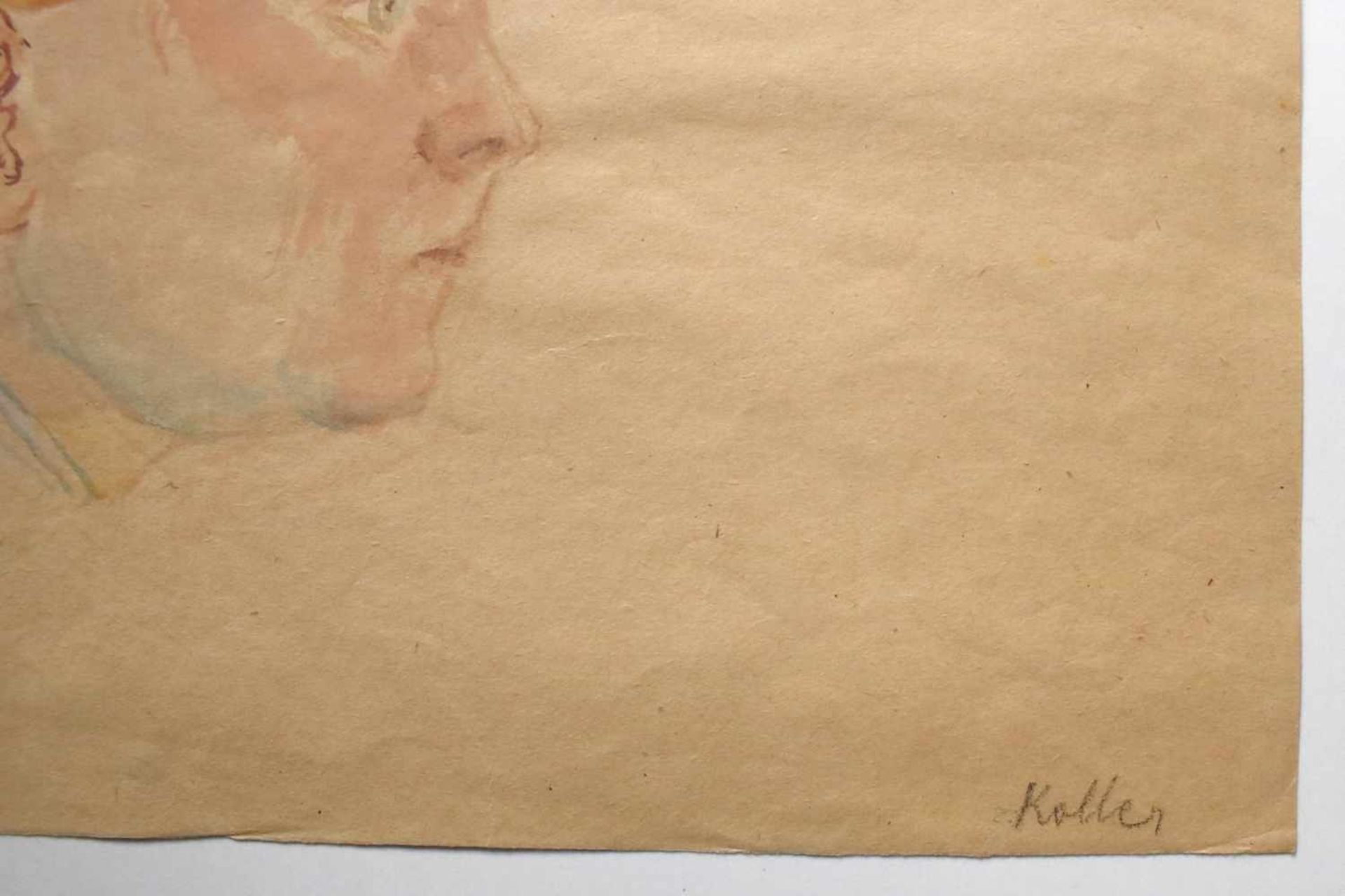 Koller Silvia1889-1963Jungenportrait1956Aquarell auf Papier, handsigniert und Nachlassstempel - Bild 2 aus 3