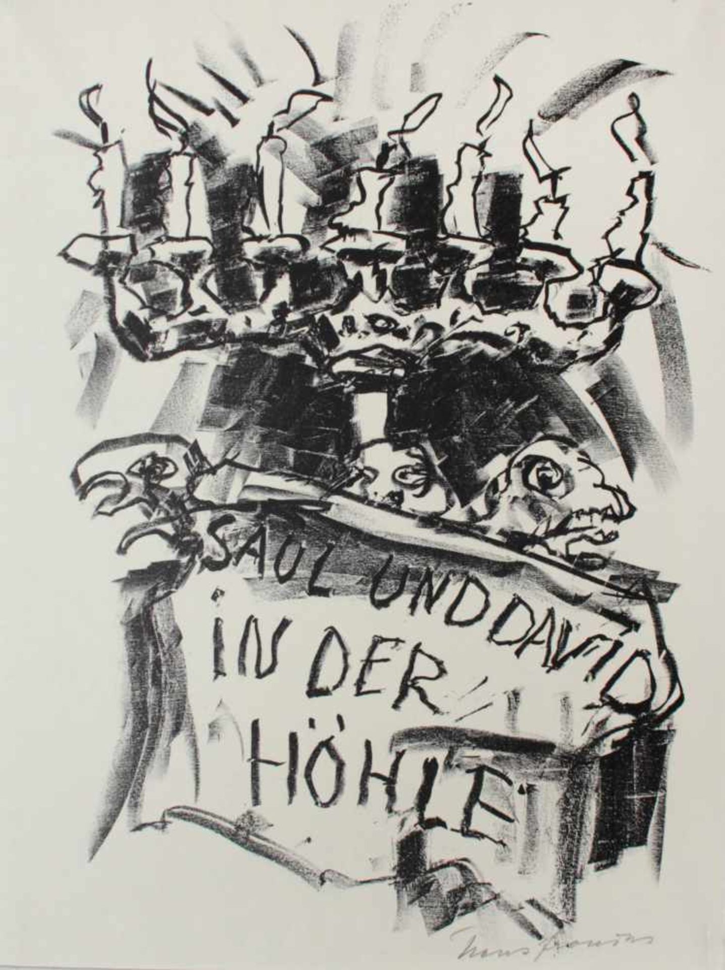 Fronius Hans1903-2001Saul und David in der HöhleLithographie, handsigniert 54 x 40 cm