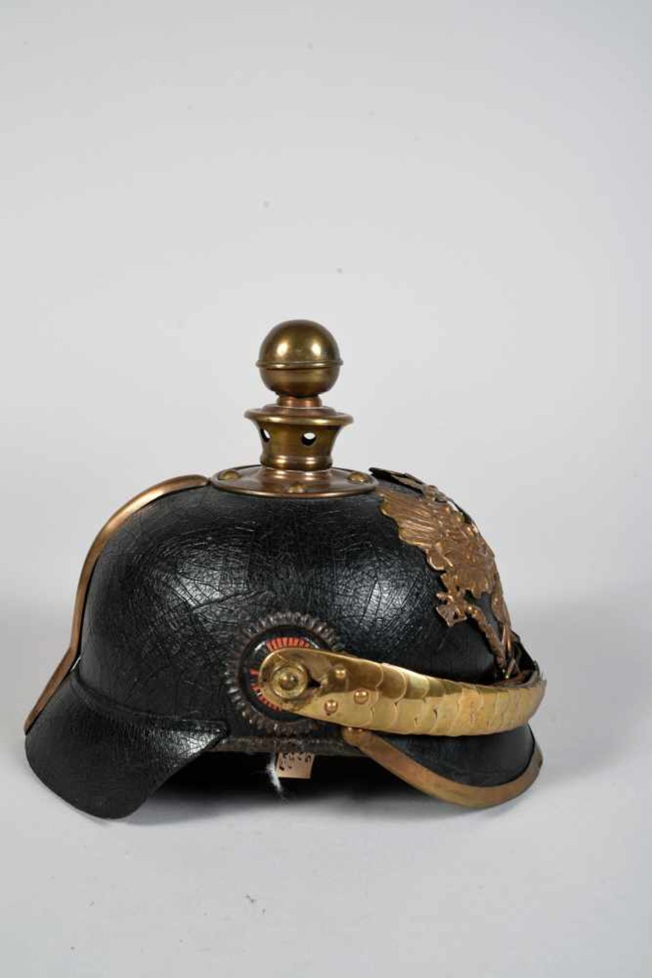 Prusse. Casque à boule troupe mod 95. Bombe bien en forme mais tout le vernis est craquelé, bonnes - Bild 3 aus 6