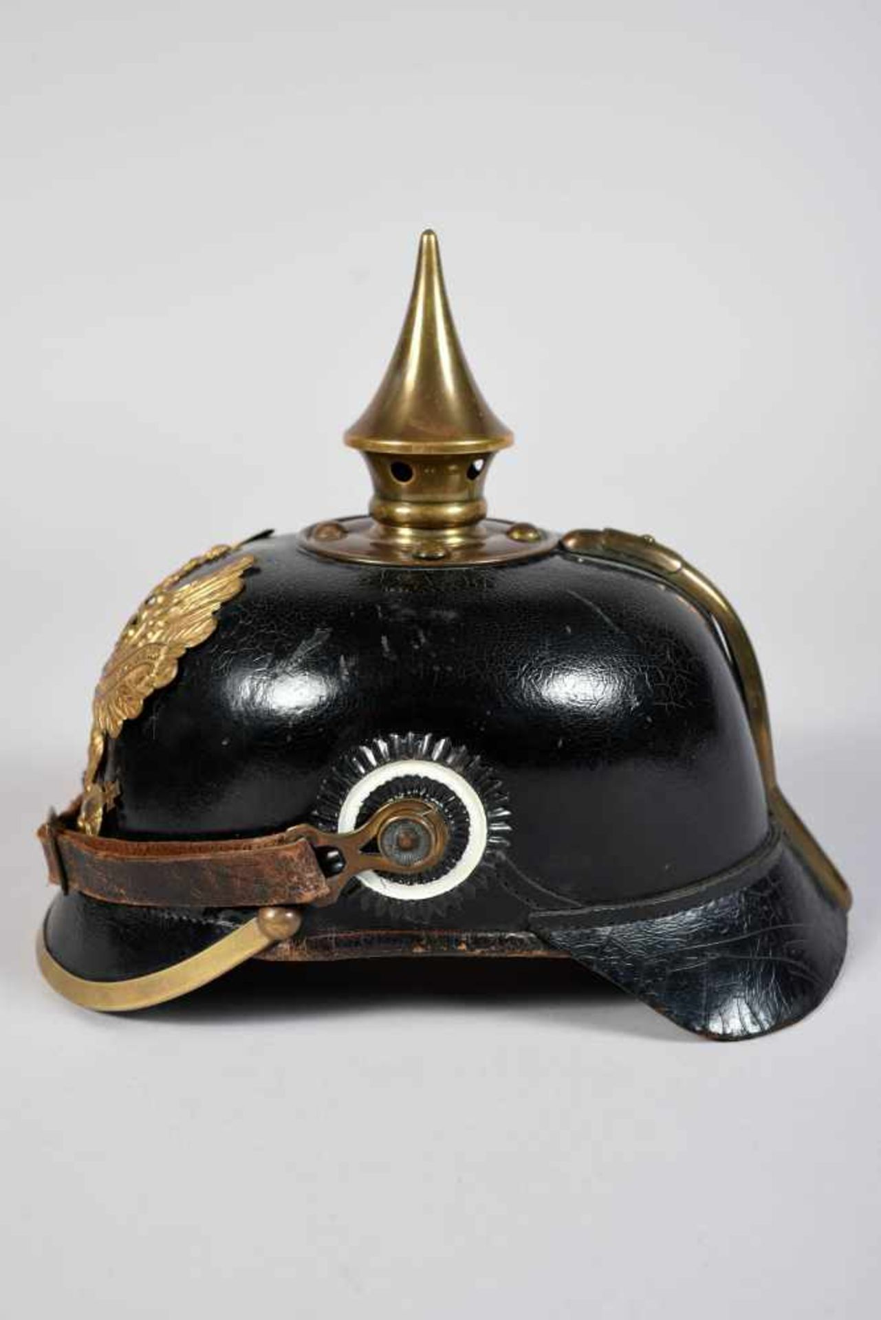 Prusse. Casque à pointe troupe mod 95. Belle bombe, bonne jugulaire, bonne cocarde reich, - Bild 2 aus 6