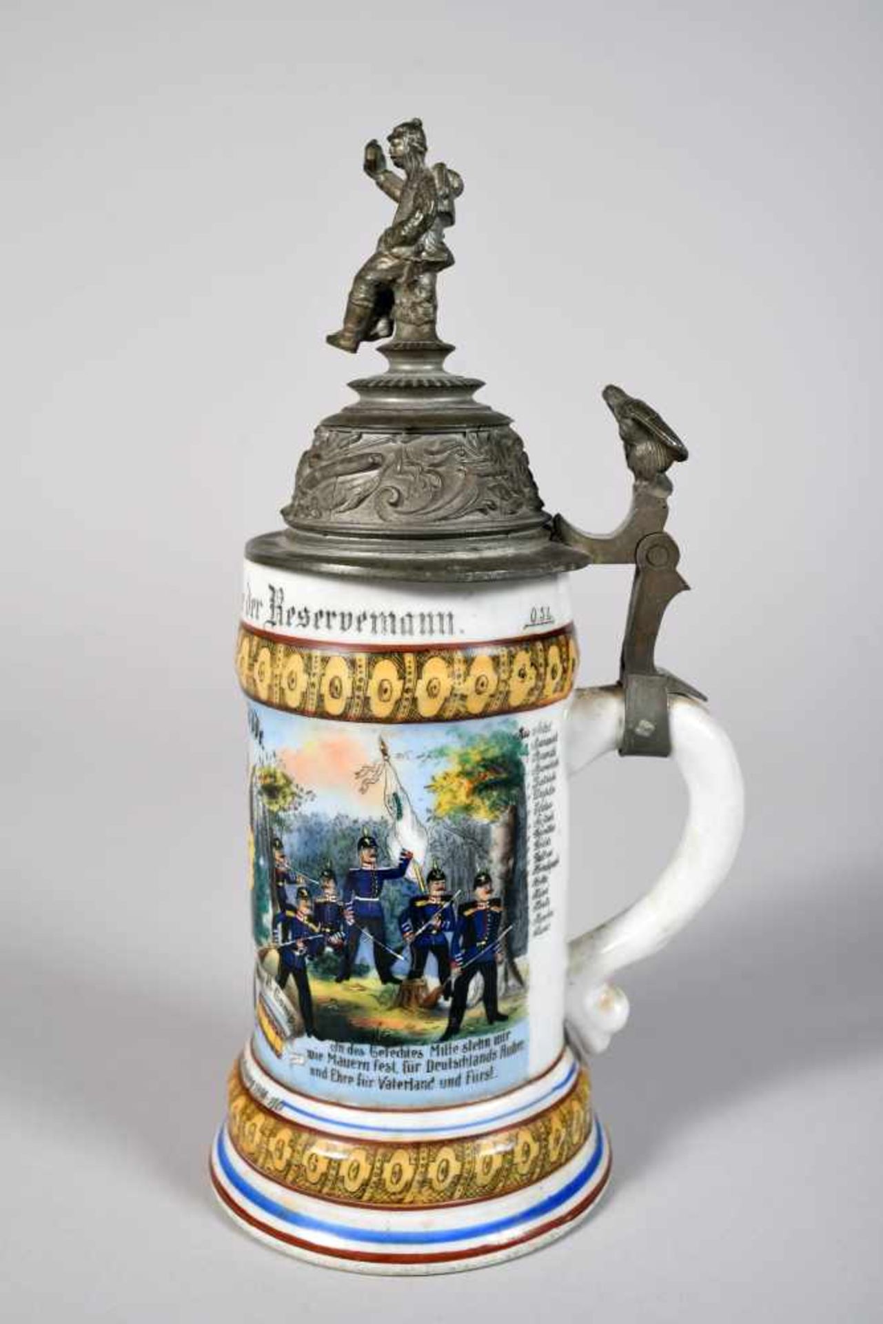 Chope en porcelaine du 3ème régiment de grenadier de la Garde Kônigin Elisabeth au nom du réserviste - Bild 3 aus 4