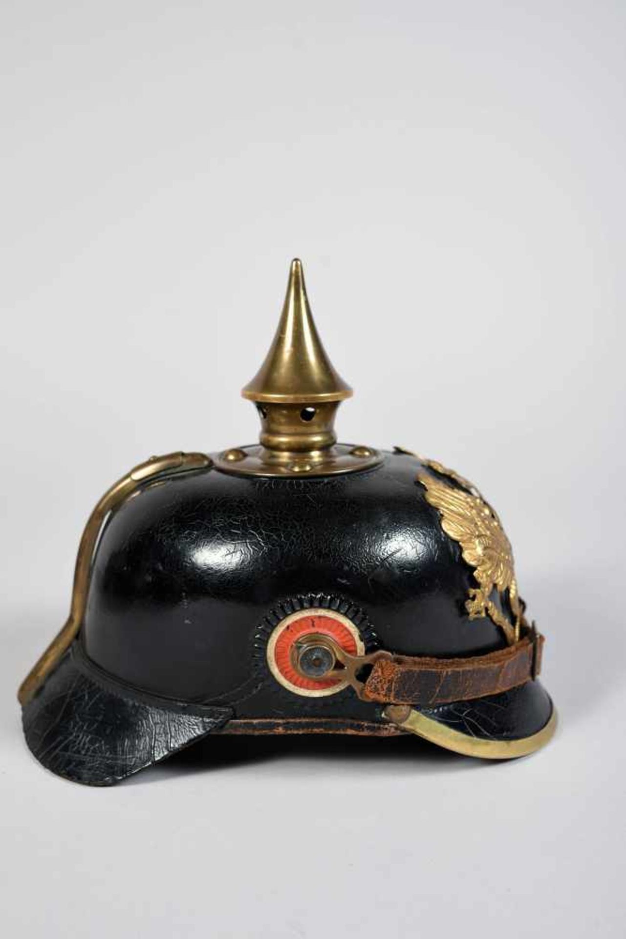 Prusse. Casque à pointe troupe mod 95. Belle bombe, bonne jugulaire, bonne cocarde reich, - Bild 3 aus 6