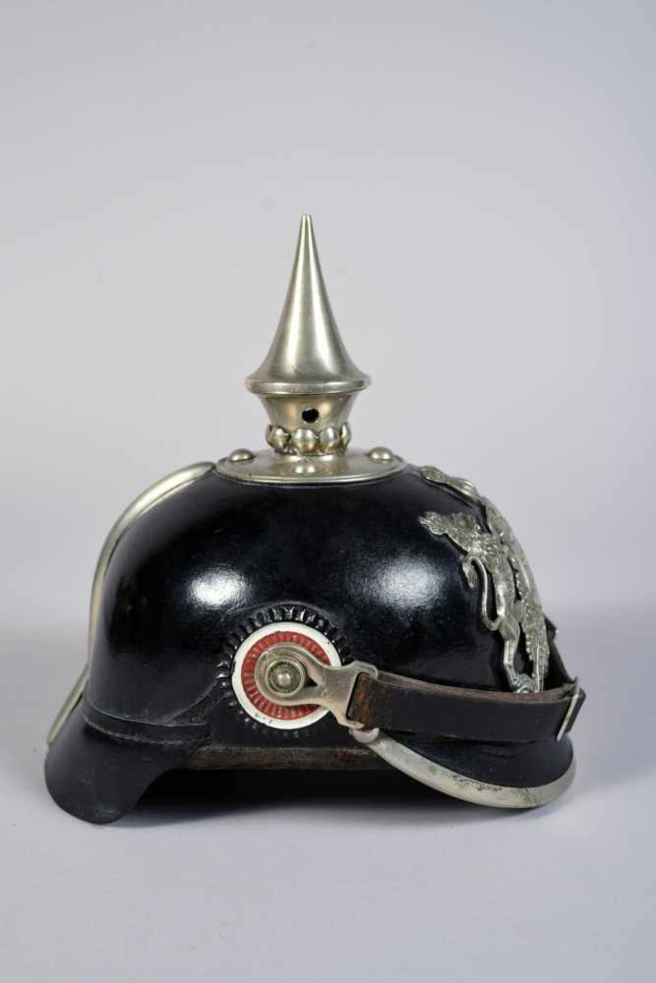 Wurtemberg. Casque à pointe troupe mod 91/95 du 123° Garde régiment. Belle bombe, sans coups et dans - Bild 3 aus 5