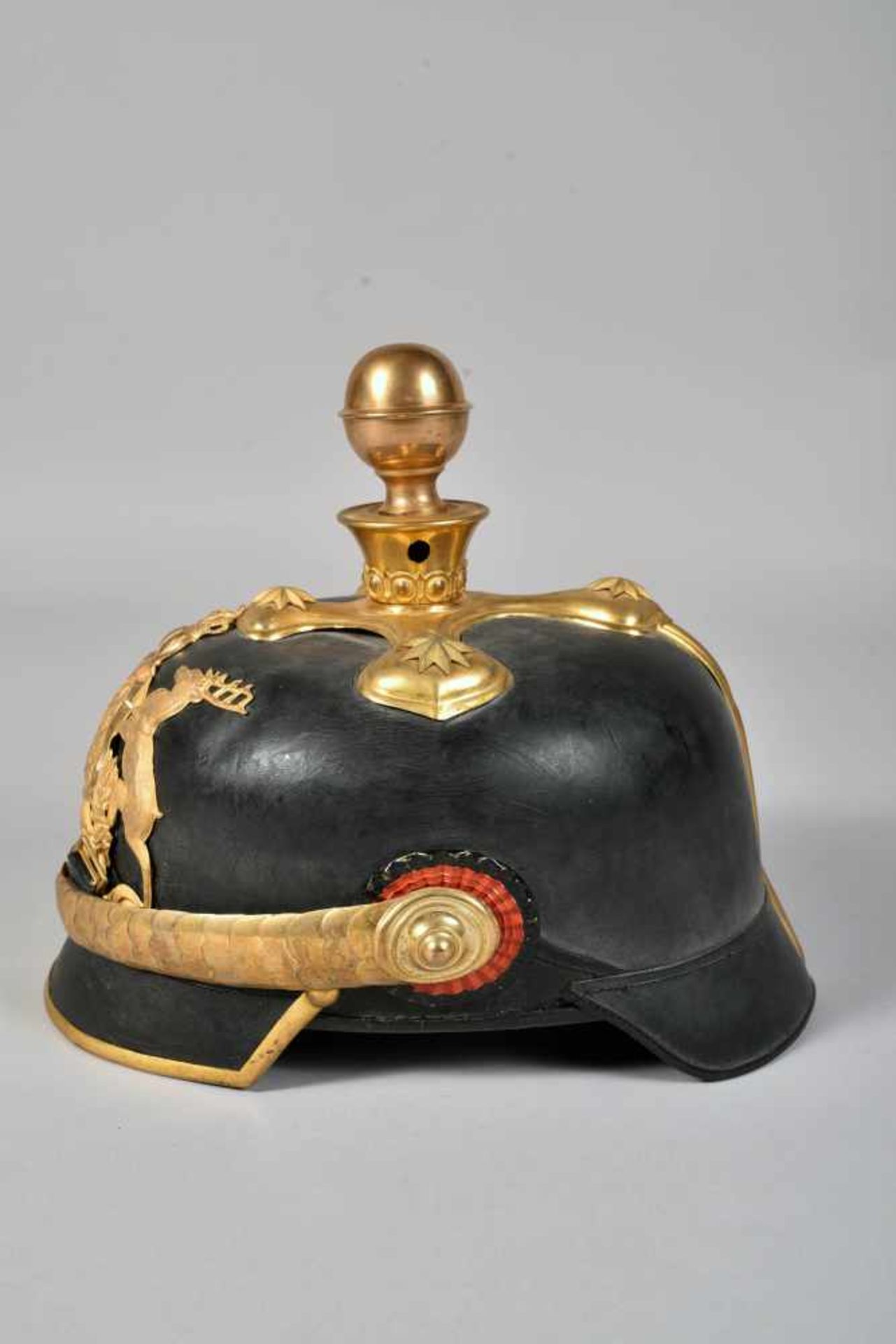 Casque à boule d’officier d’artillerie, belle bombe en fibre, toutes les garnitures sont en métal - Bild 2 aus 6