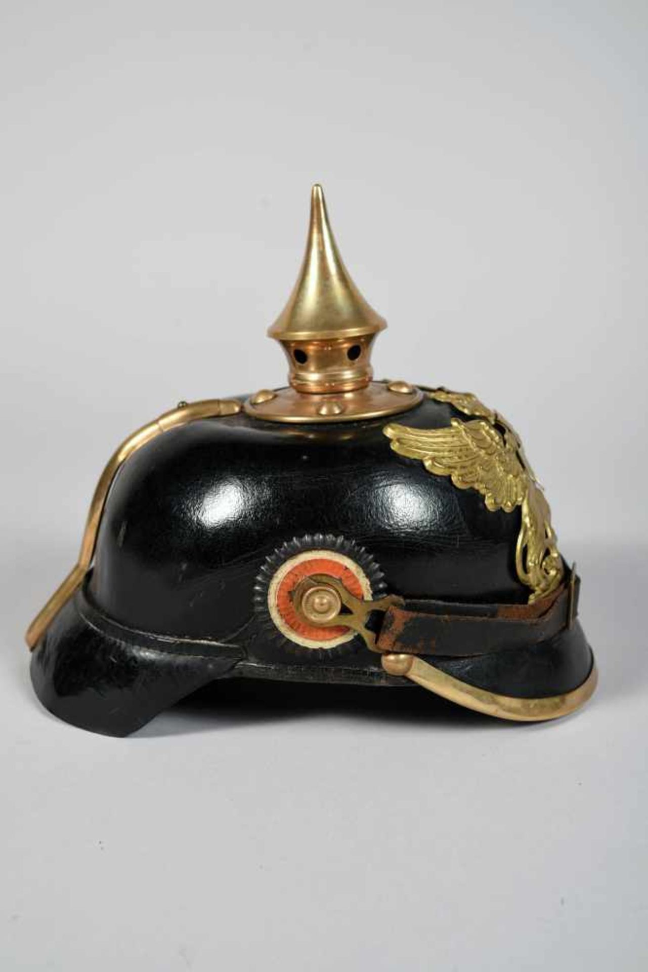 Bade. Casque à pointe troupe mod 95 de réserve, belle bombe dans son vernis, bonne plaque de - Bild 3 aus 5