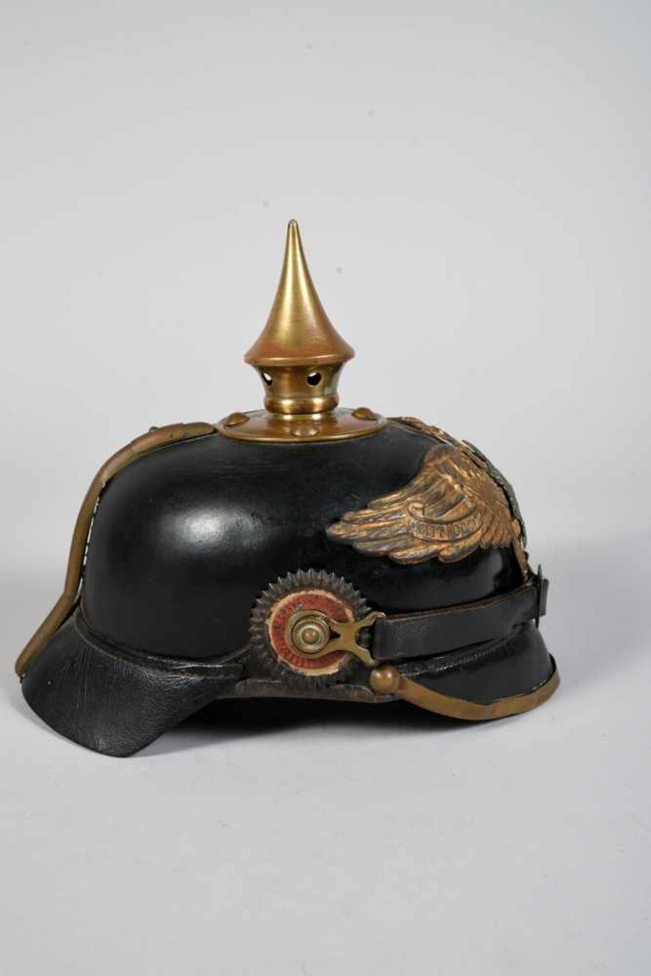 Prusse. Casque à pointe troupe mod 95 de la garde. Belle bombe avec un petit enfoncement sur l’ - Bild 3 aus 5