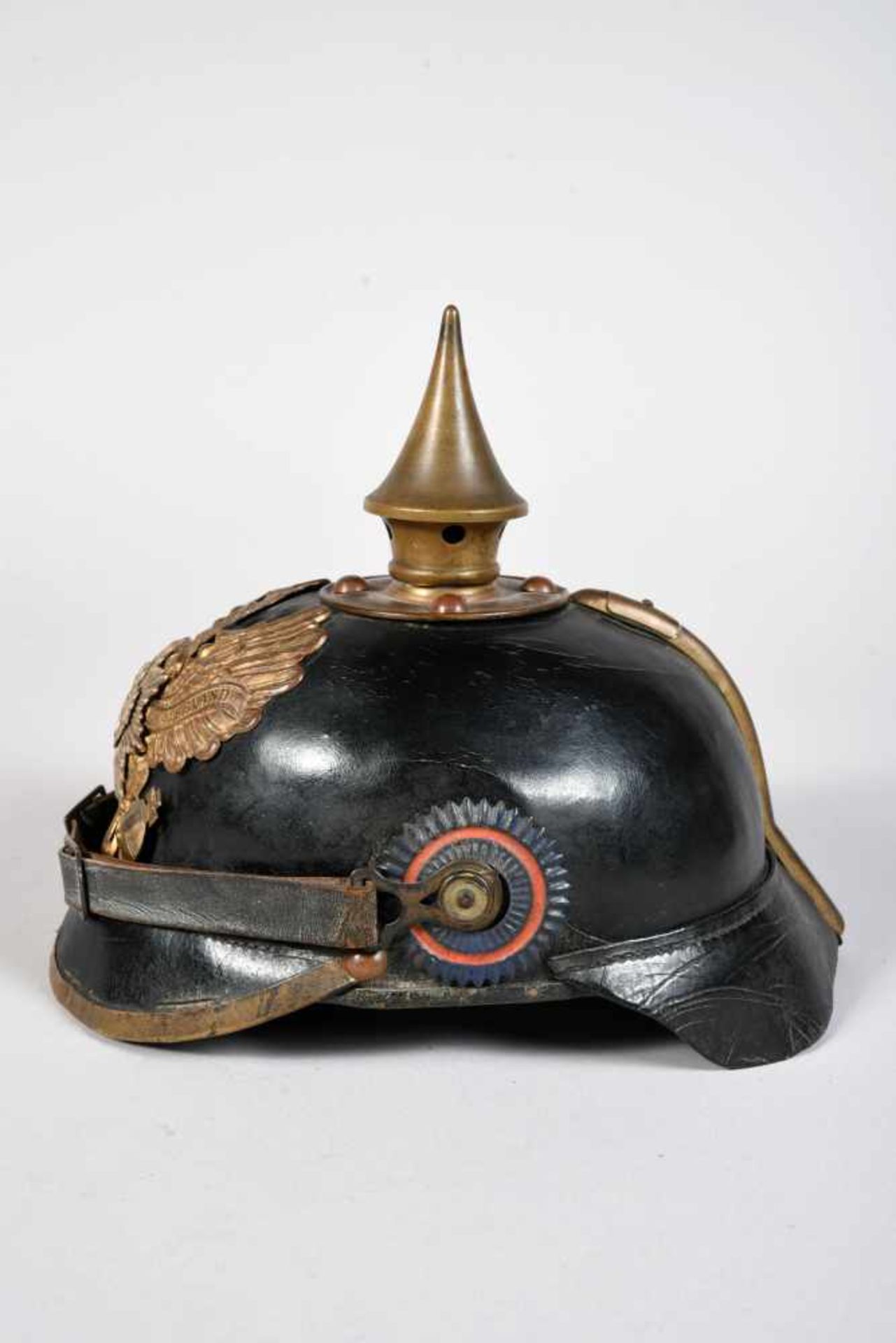 Oldembourg. Casque à pointe troupe mod 95, belle bombe légèrement déformée sur un côté et un petit - Bild 2 aus 8