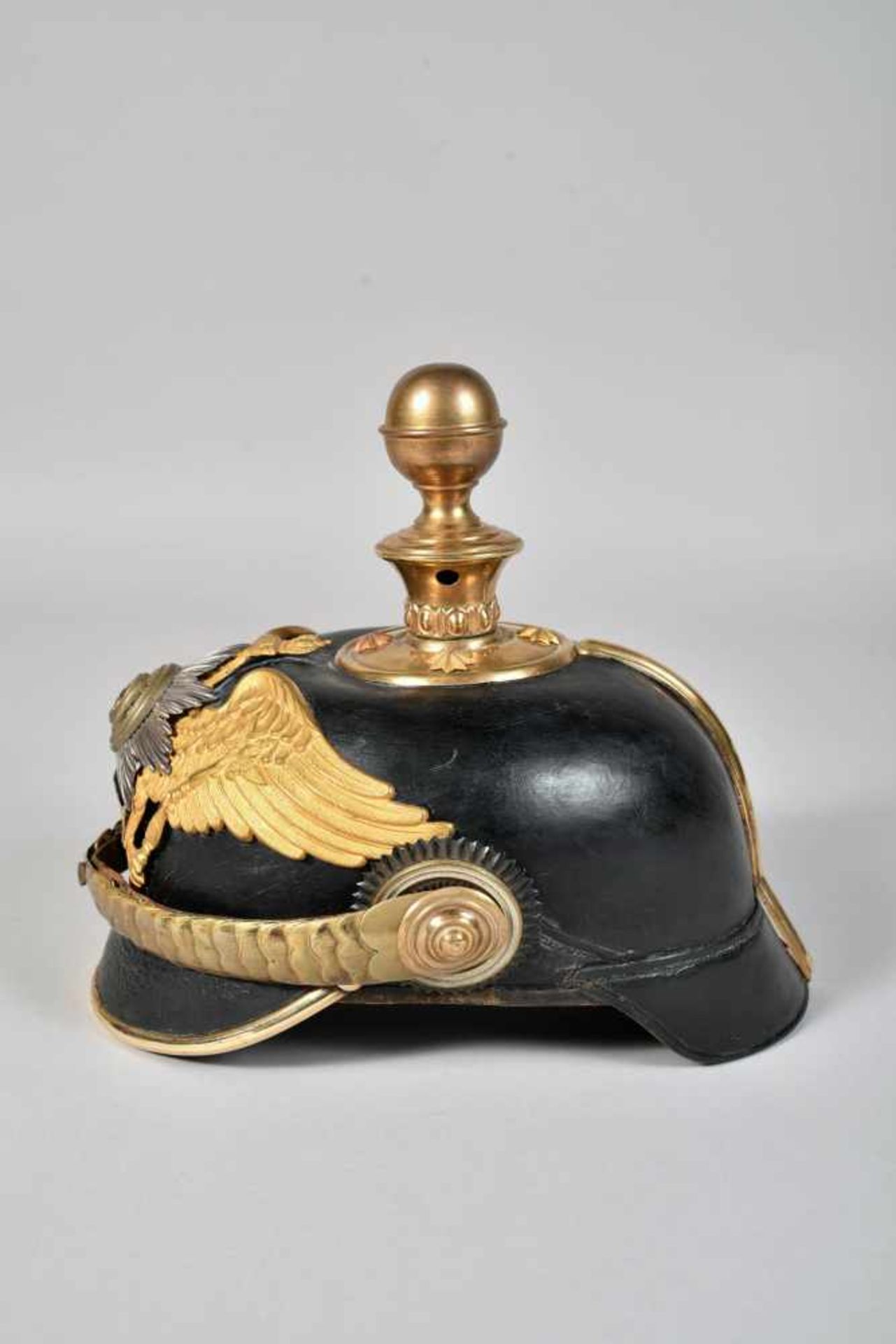 Casque à boule d’officier de réserve, d’artillerie de la garde à cheval, bombe en cuir, très belle - Bild 2 aus 5