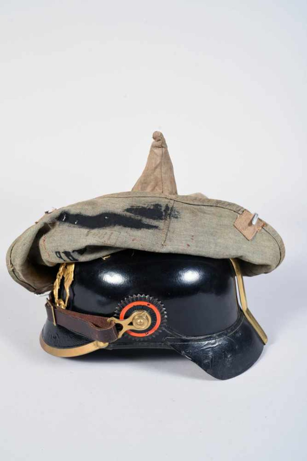 Wurtemberg. Casque à pointe troupe du 119° régiment de réserve. Très belle bombe dans son vernis d’ - Bild 4 aus 6