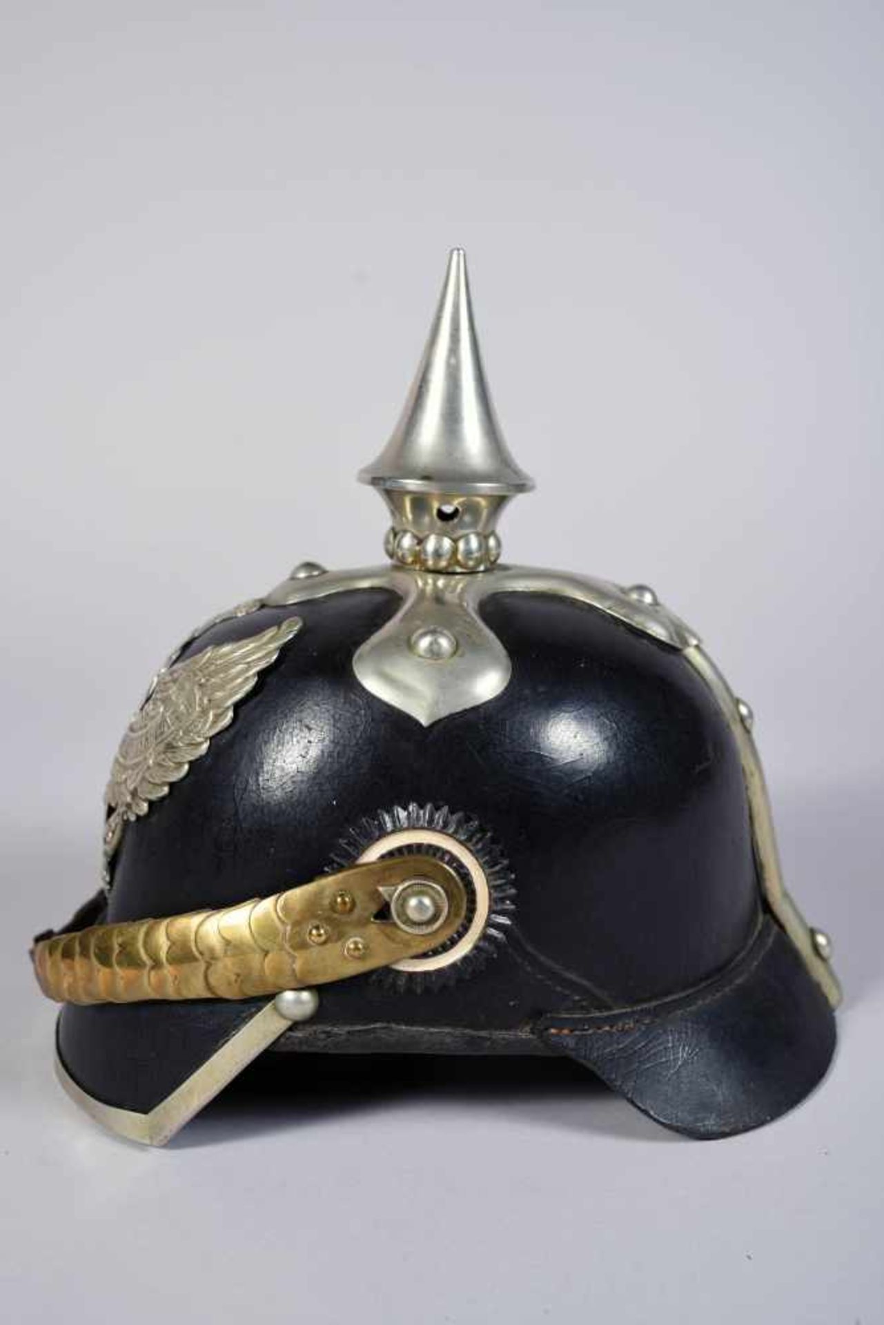 Prusse. Casque à pointe troupe mod 91/95 du 6° régiment de Dragon. Belle bombe dans son vernis, - Bild 2 aus 4