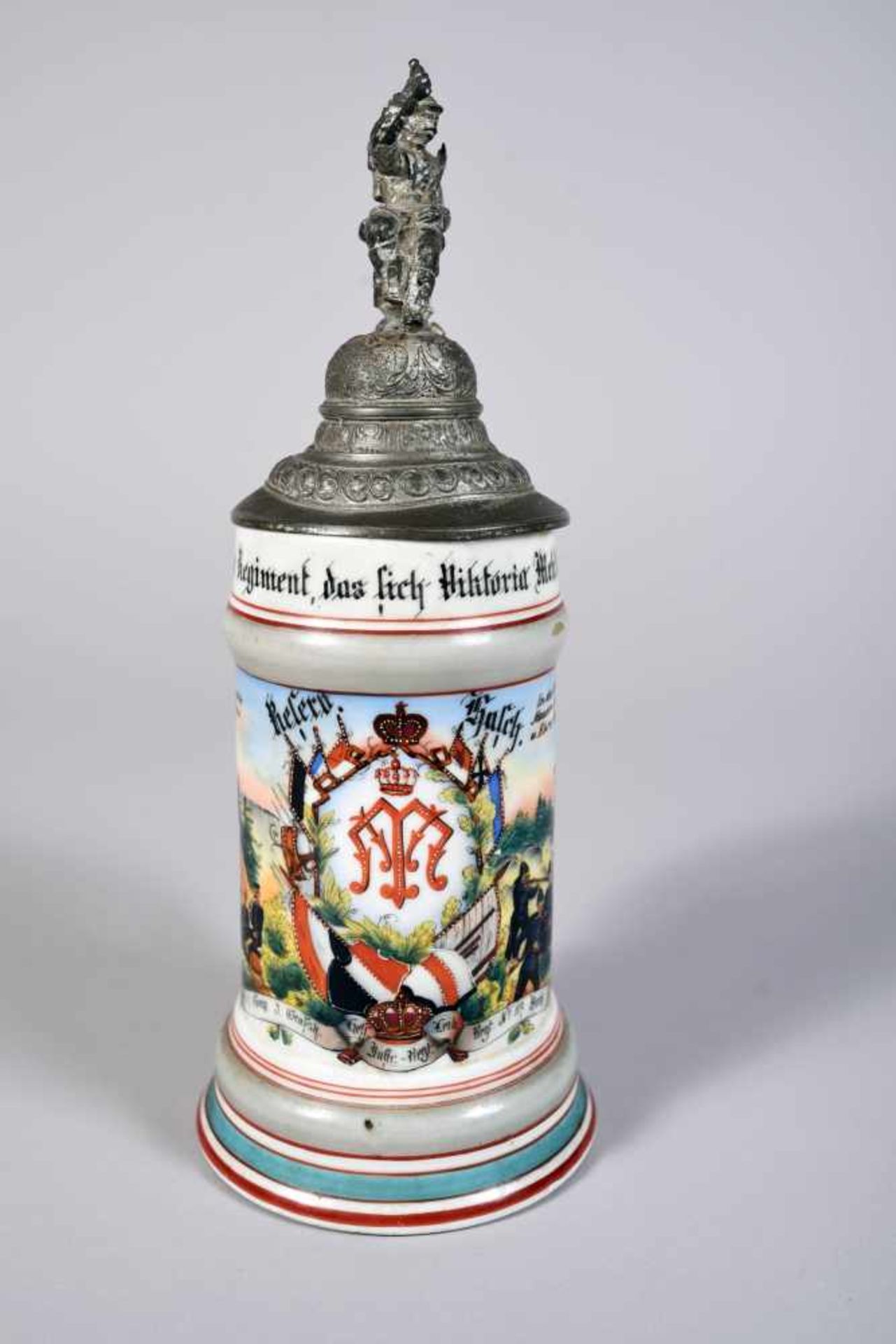 Chope en porcelaine du 117ème régiment d'infanterie (3e Grand Ducal Hessois) au nom du réserviste - Bild 2 aus 4