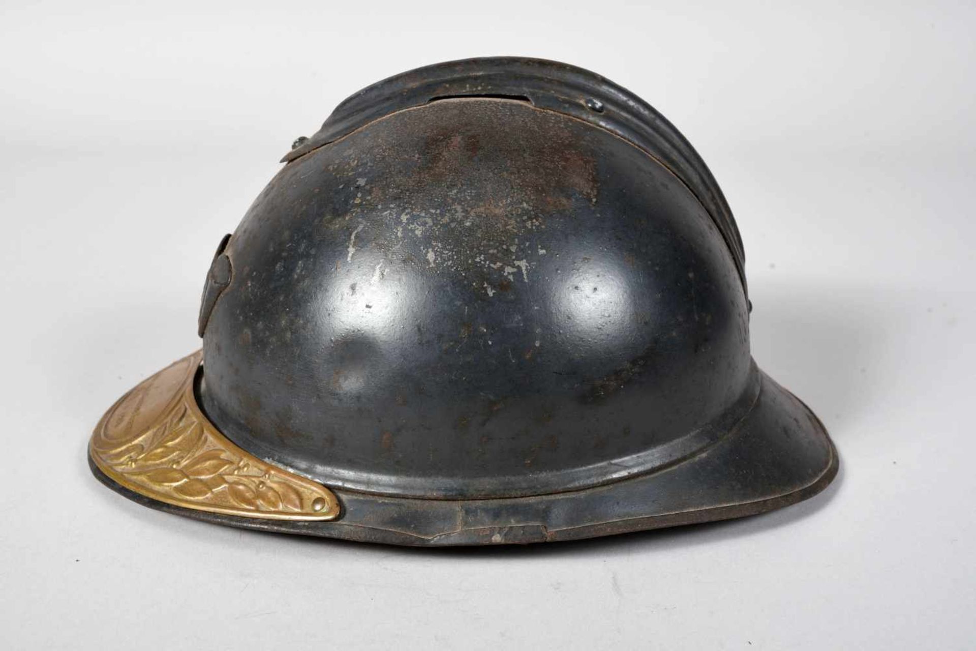 Casque Adrian 1915. Attribut de Chasseur. Peinture bleu d’usine. Coque B, JAPY. Coiffe 1er type avec - Bild 2 aus 4