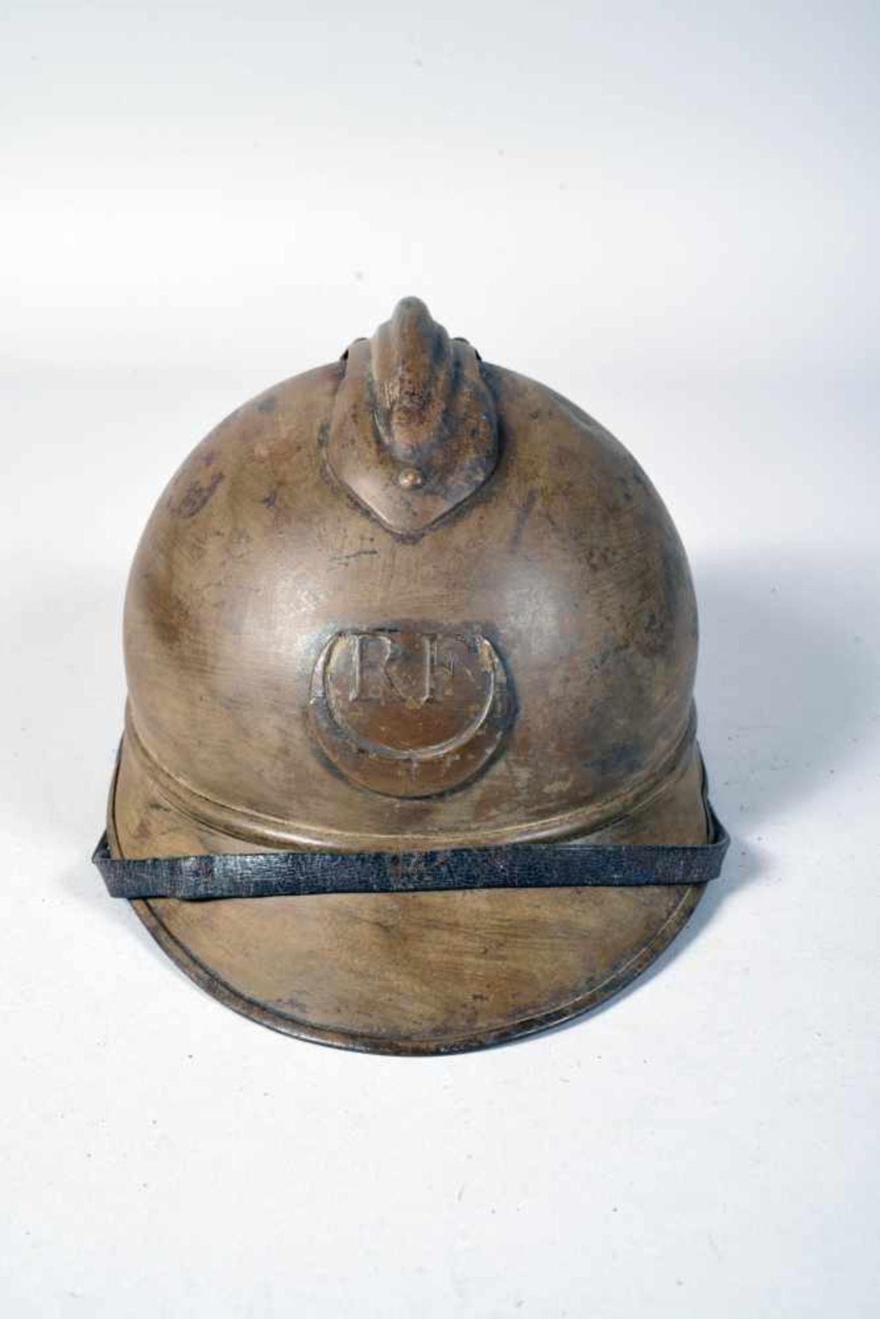 Casque Adrian 1915. Armée d’Afrique (Zouaves-Spahis). Coque Moutarde en peinture d’usine et avec une