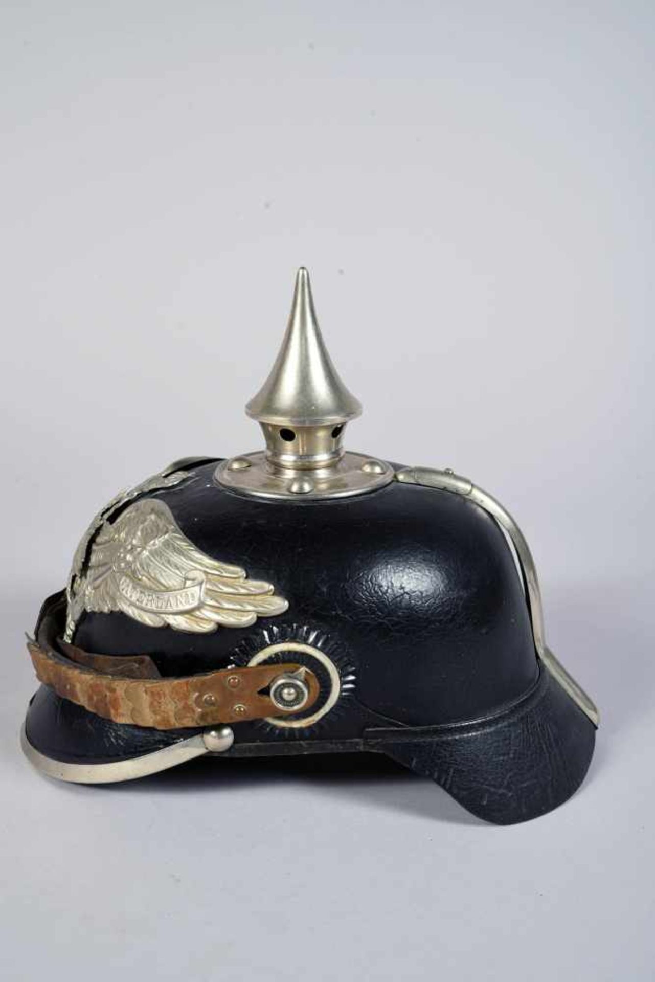 Prusse. Casque à pointe troupe mod 95 de la garde. Belle bombe sans coups ni déformations et dans - Bild 2 aus 5