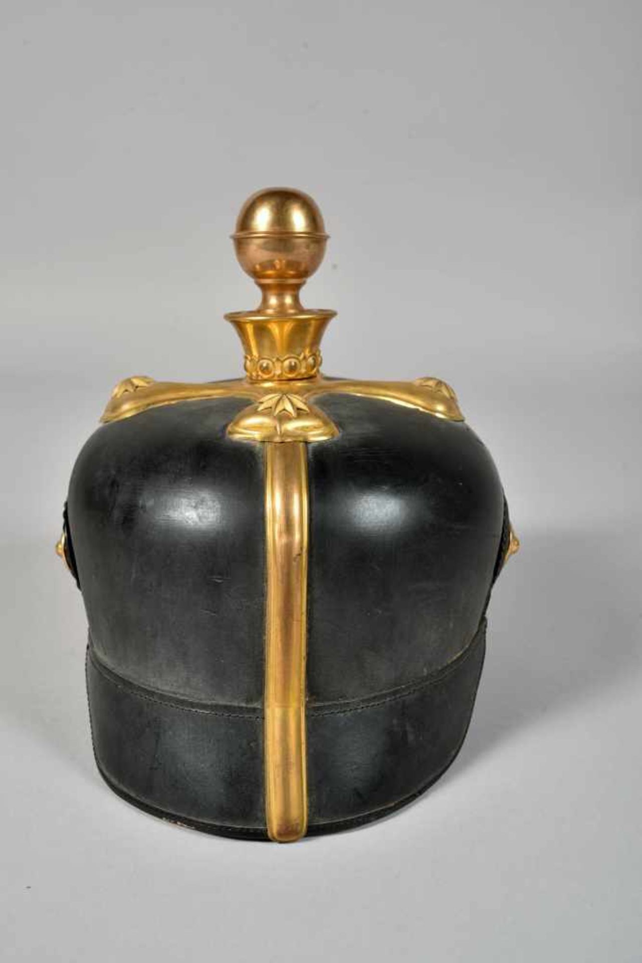 Casque à boule d’officier d’artillerie, belle bombe en fibre, toutes les garnitures sont en métal - Bild 3 aus 6