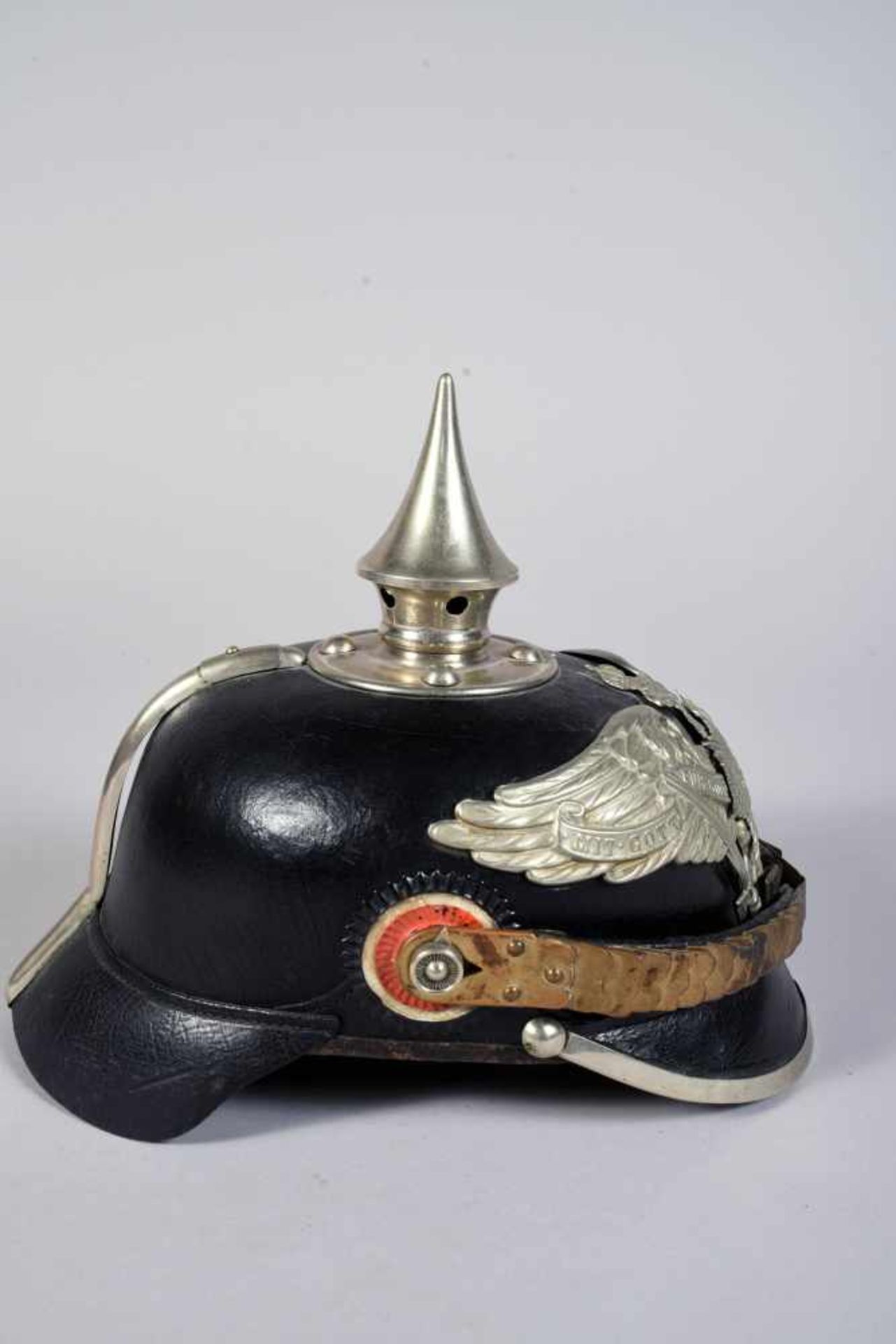 Prusse. Casque à pointe troupe mod 95 de la garde. Belle bombe sans coups ni déformations et dans - Bild 3 aus 5