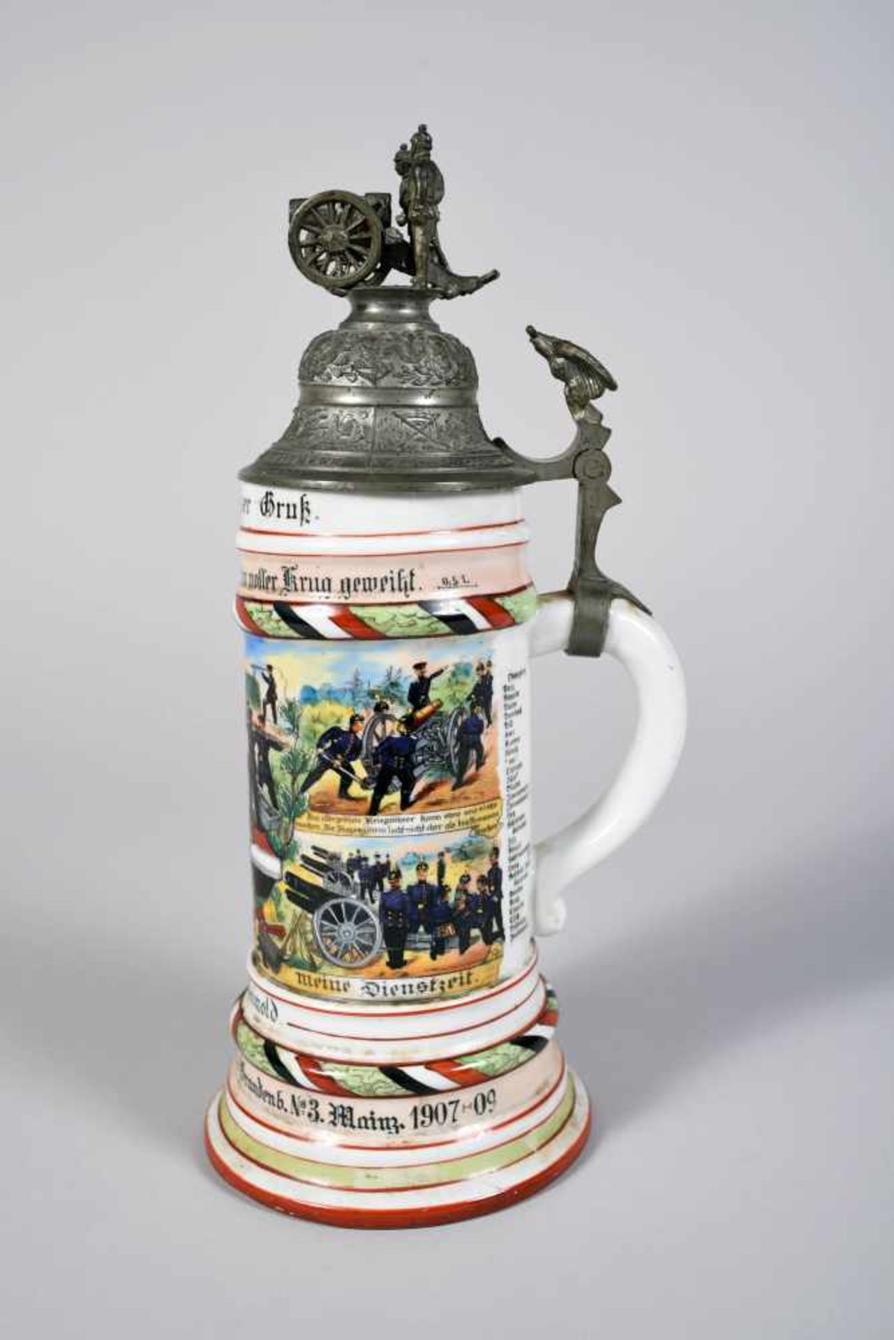 Chope en porcelaine du 3ème régiment d'artillerie à pied Général Feldzeugmeister (Brandebourg) au - Bild 3 aus 4